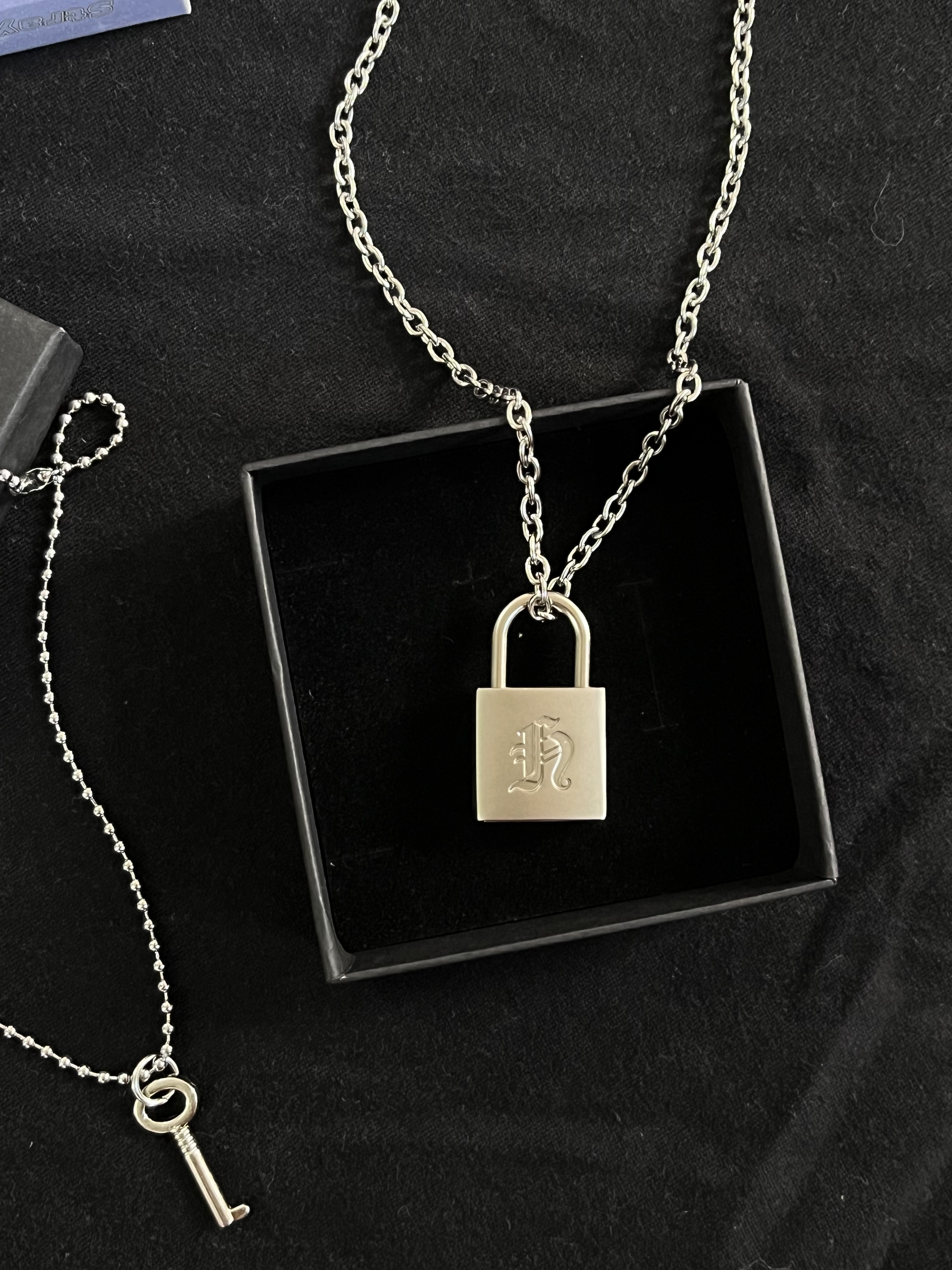 Straykids Hyunjin Inspired Initial Lock Pendant Necklace