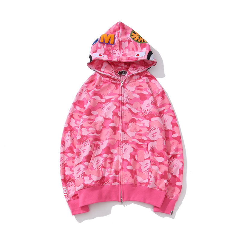 IVE Wonyoung Camo Bape shark Print inspired zip up oversized hoodie jacket