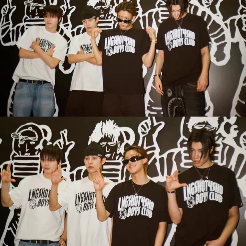 lngshot inspired  boys club letter print tshirt