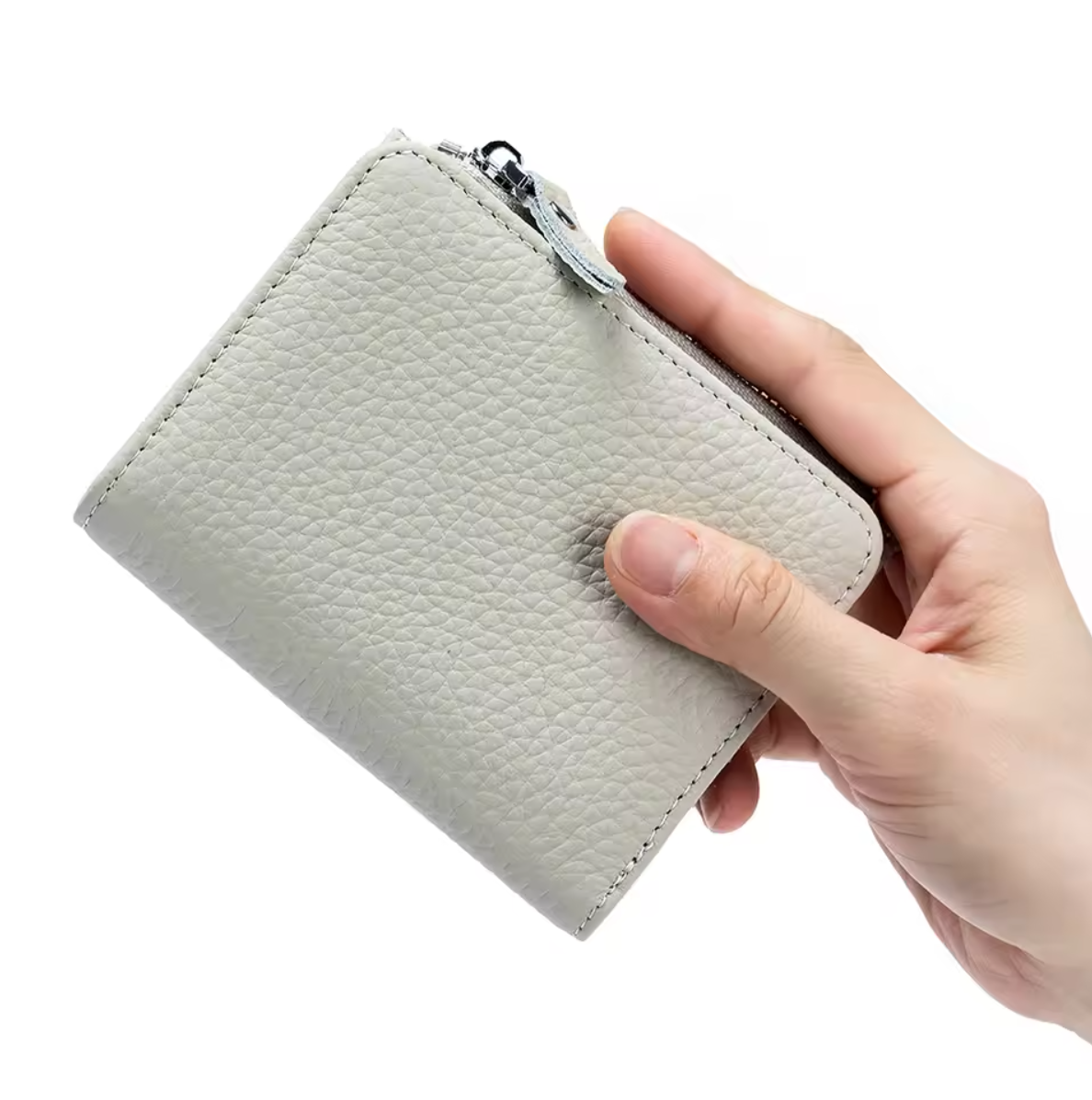 Genuine leather short wallet with RFID function, bank card and credit card holder