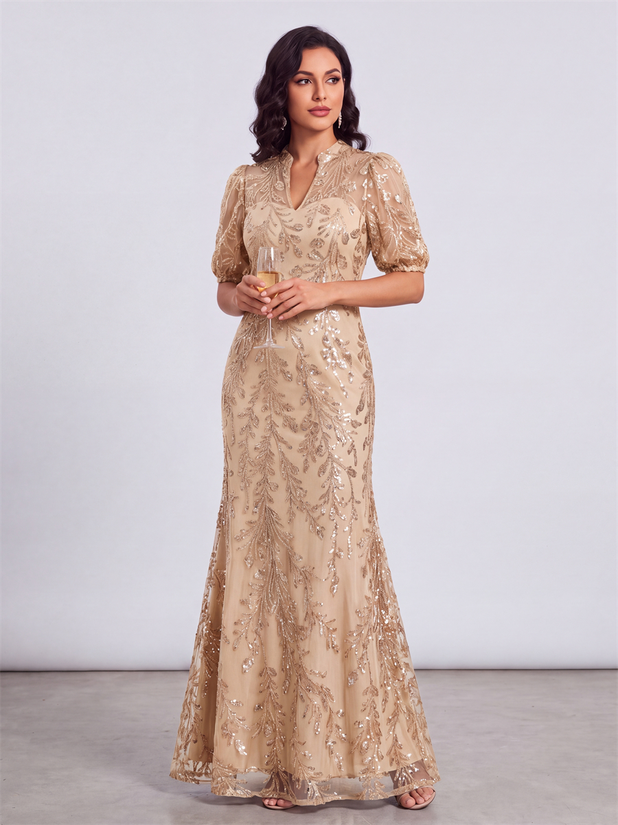 Sheath V-neck 1/2 Sleeves Appliques Lace Ankle-Length Lace Corset Mother of the Bride Dress