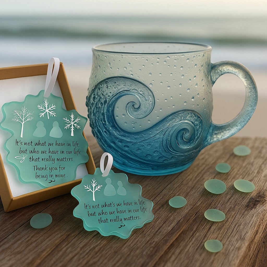 🌊Handmade Sea Glass Wave Cups