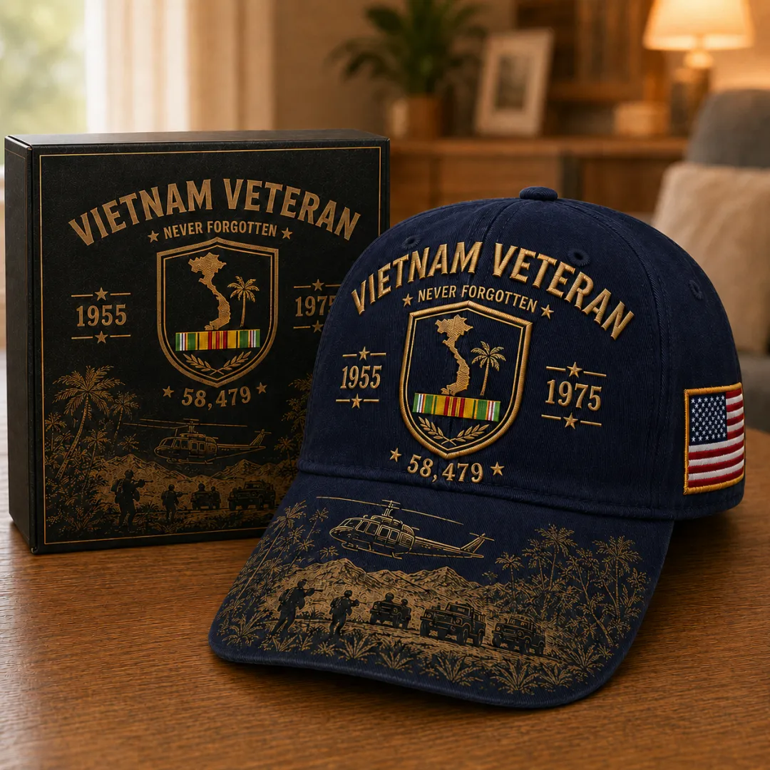 Vietnam Veteran Never Forgotten 1955–1975 Commemorative Cap, 🔥Buy 2 FREE SHIPPING