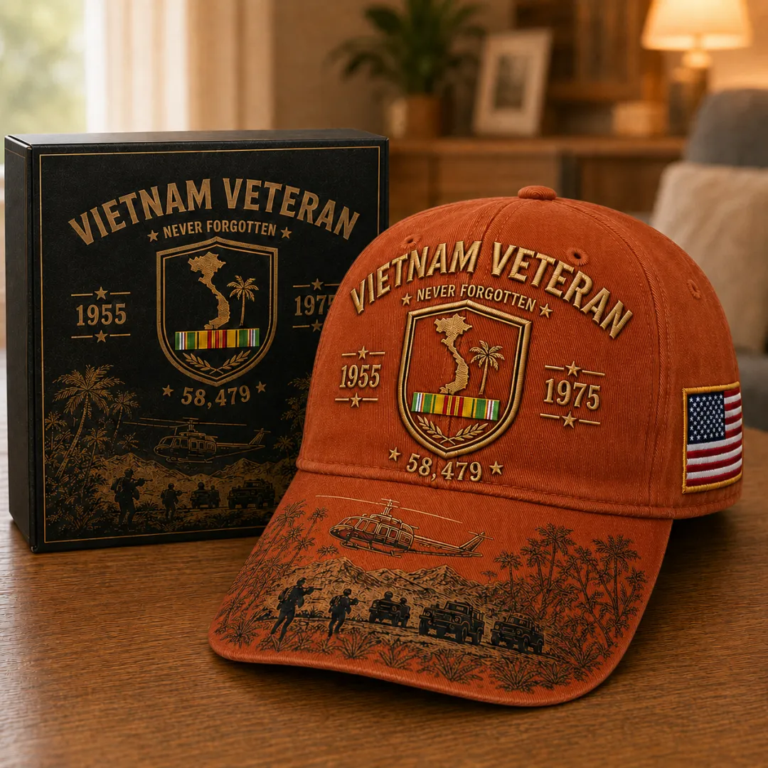 Vietnam Veteran Never Forgotten 1955–1975 Commemorative Cap, 🔥Buy 2 FREE SHIPPING