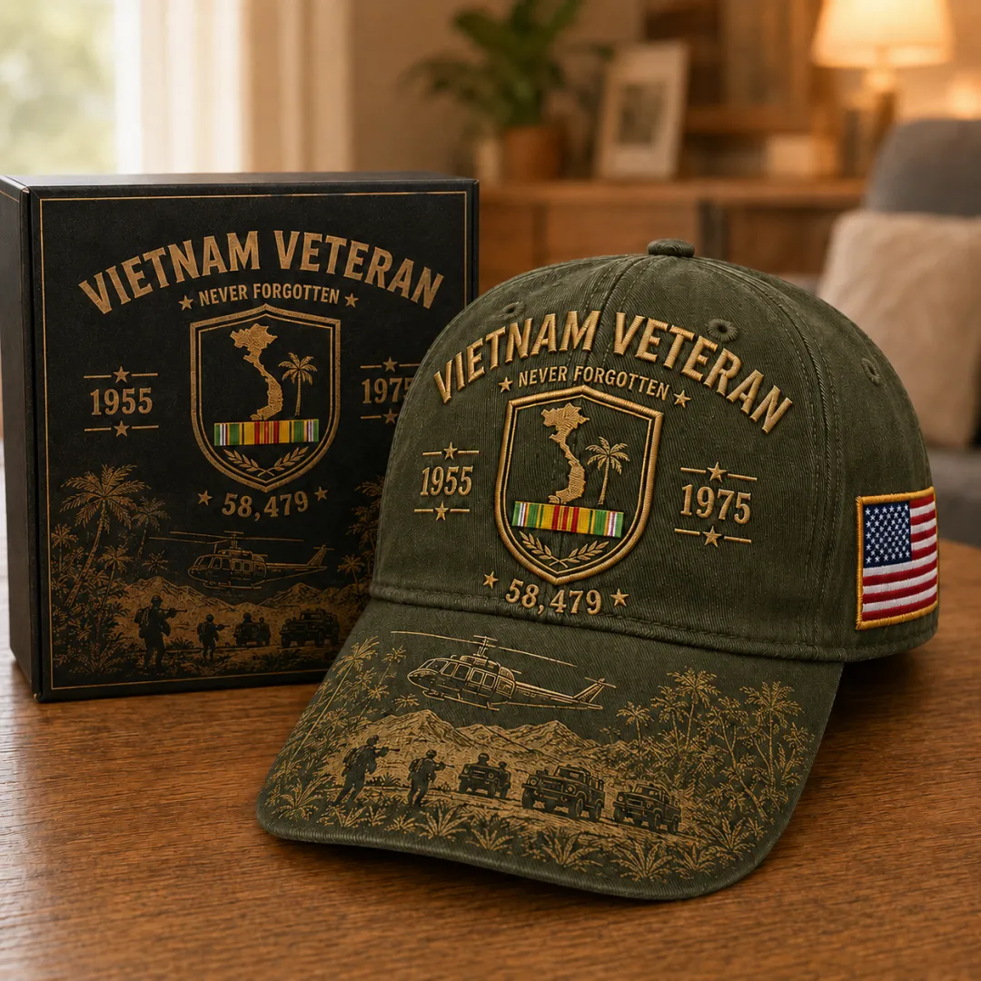 Vietnam Veteran Never Forgotten 1955–1975 Commemorative Cap, 🔥Buy 2 FREE SHIPPING