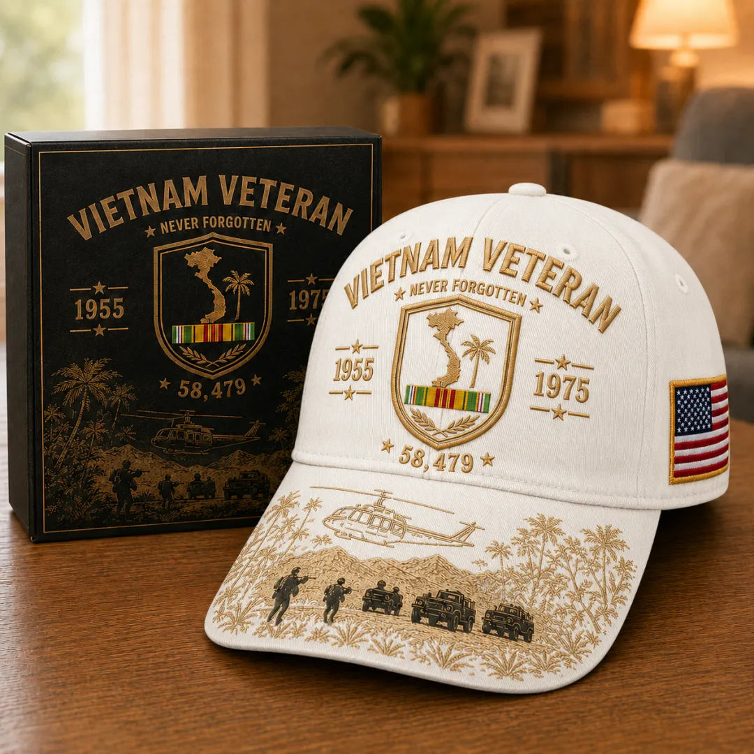 Vietnam Veteran Never Forgotten 1955–1975 Commemorative Cap, 🔥Buy 2 FREE SHIPPING