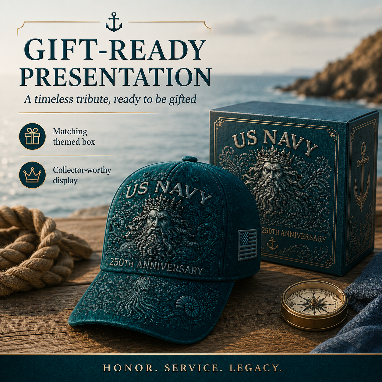 US Navy 250th Anniversary Sea-King Tribute Cap ⚓🌊