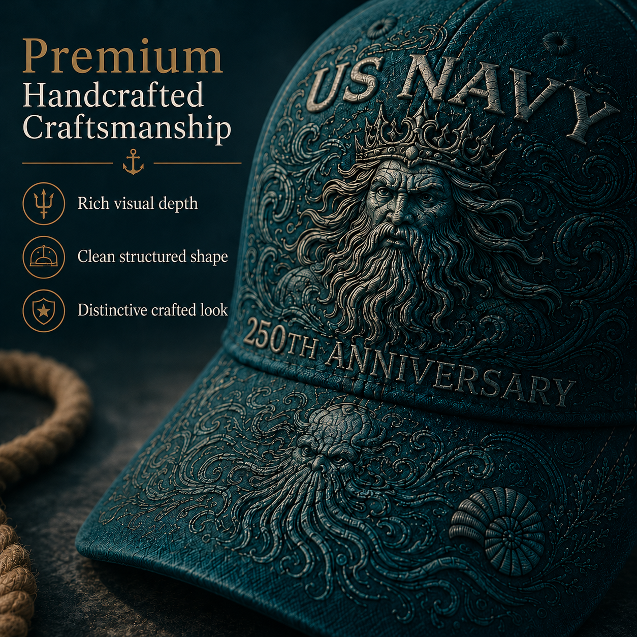 US Navy 250th Anniversary Sea-King Tribute Cap ⚓🌊