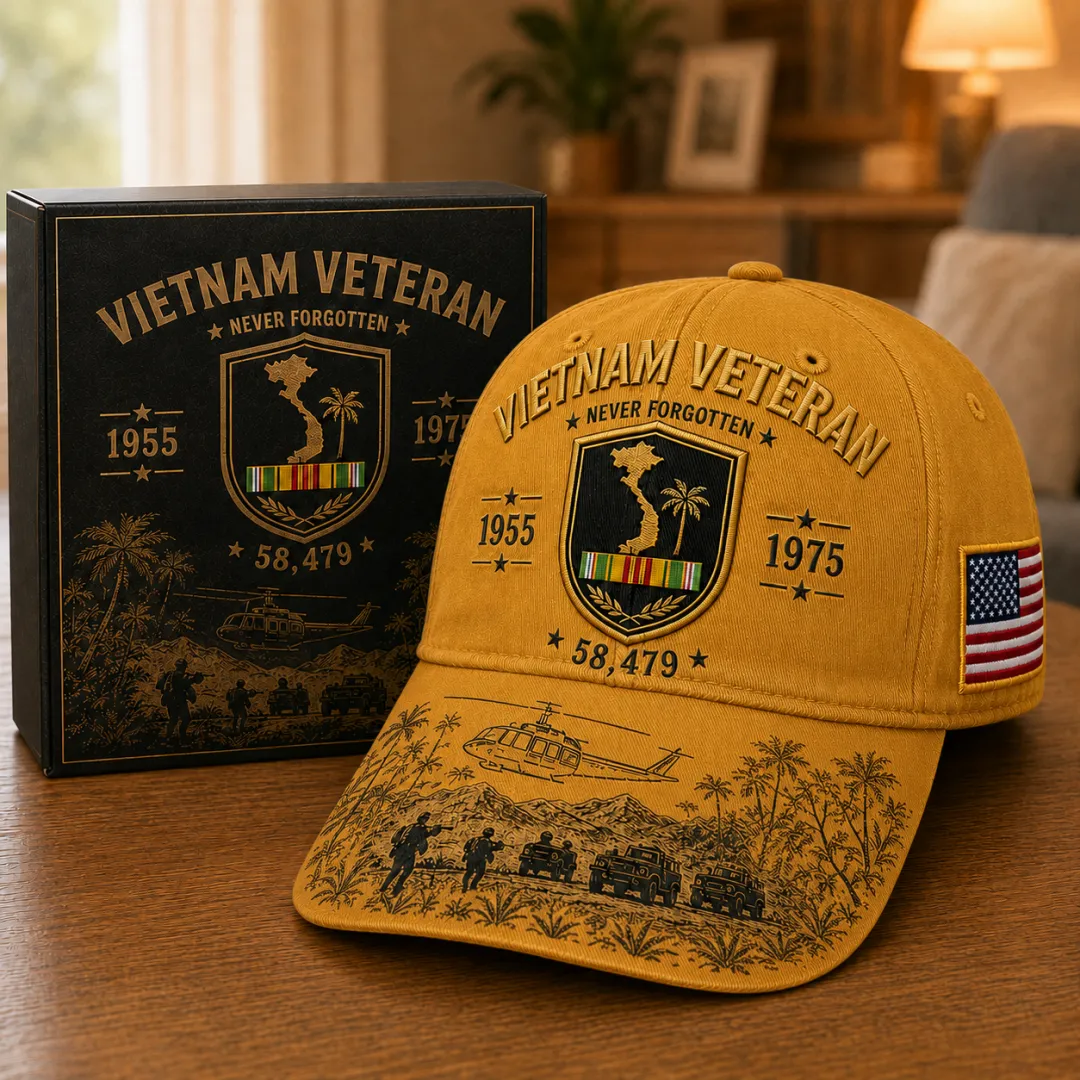 Vietnam Veteran Never Forgotten 1955–1975 Commemorative Cap, 🔥Buy 2 FREE SHIPPING