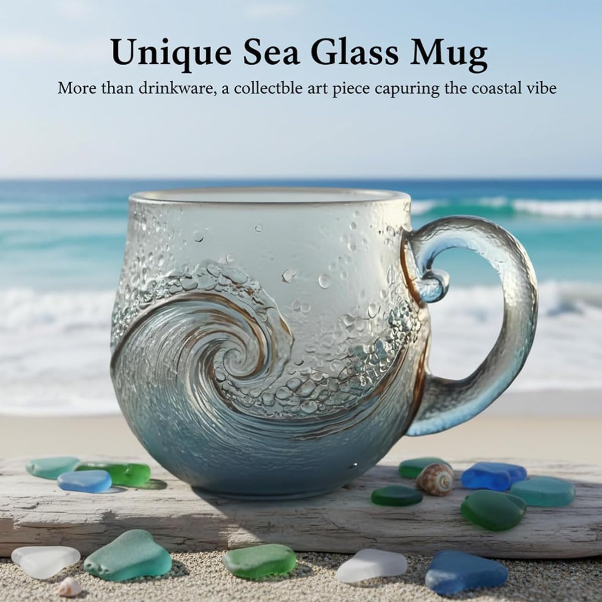 🌊Handmade Sea Glass Wave Cups