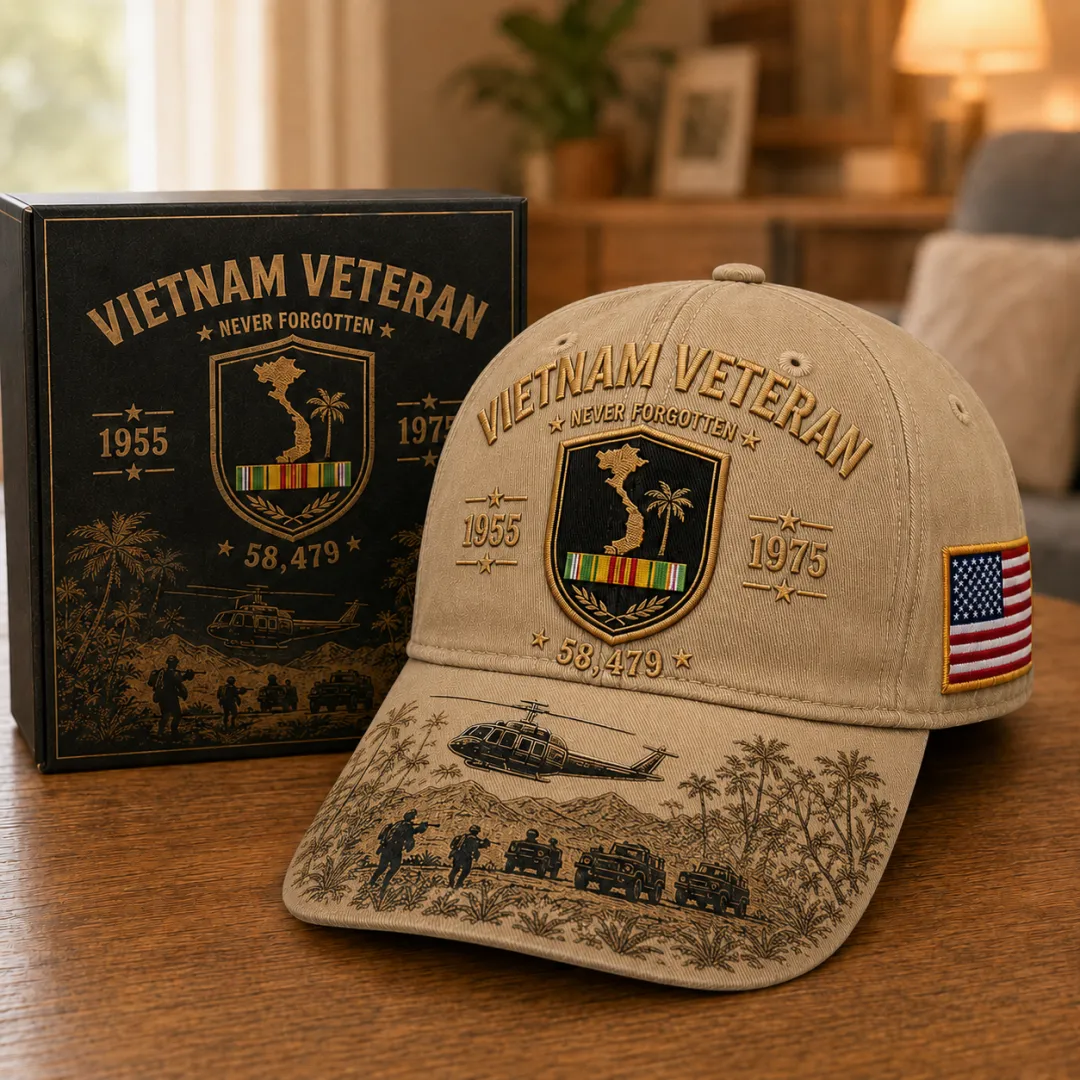 Vietnam Veteran Never Forgotten 1955–1975 Commemorative Cap, 🔥Buy 2 FREE SHIPPING