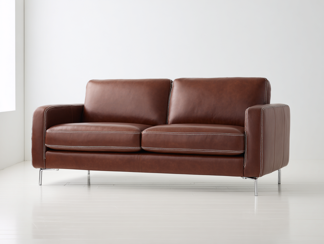 Divano a due posti-Pelle-185x98x87 cm-Marrone-Stile moderno elegante-Lolinzidecor