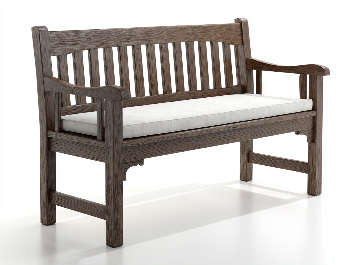 Panche da giardino - legno-tessuto - 150x58x92 cm - marrone scuro-bianco - stile tradizionale con braccioli-Lolinzidecor