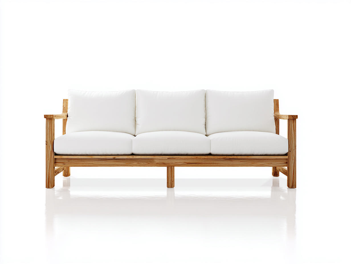 Divani da esterno - legno-tessuto - 210x85x78 cm - bianco-naturale - design moderno-Lolinzidecor