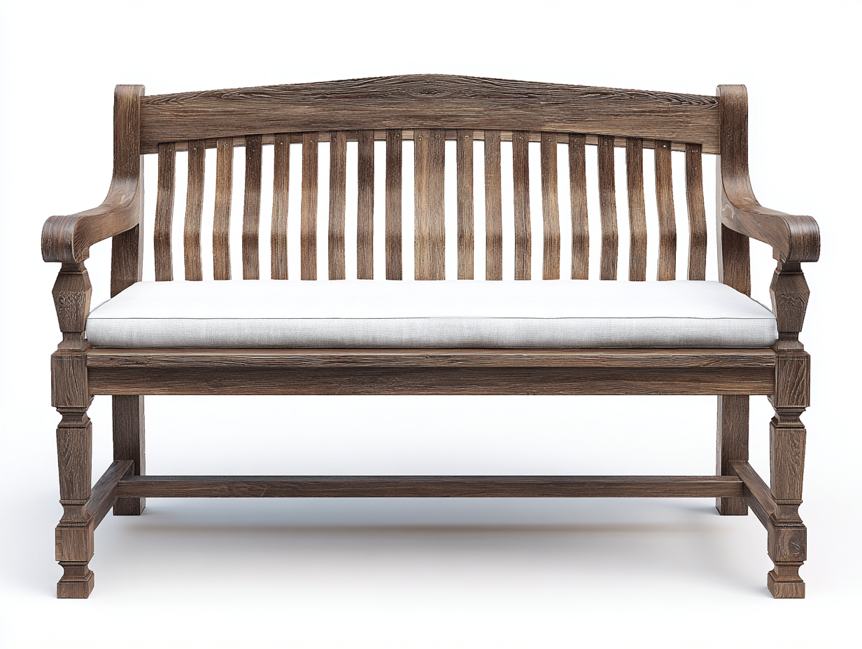 Panche da giardino - legno-tessuto - 155x60x95 cm - marrone antico-bianco - stile rustico tradizionale-Lolinzidecor