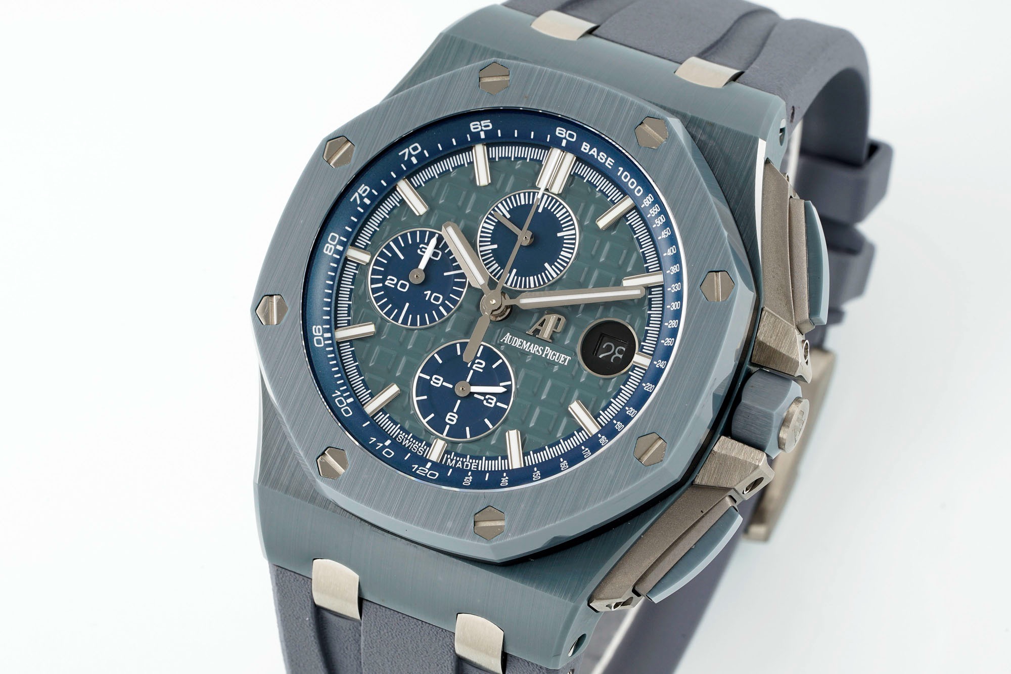 Audemars Piguet Ceramic Chronograph 44mm Sports Watch Rubber Strap