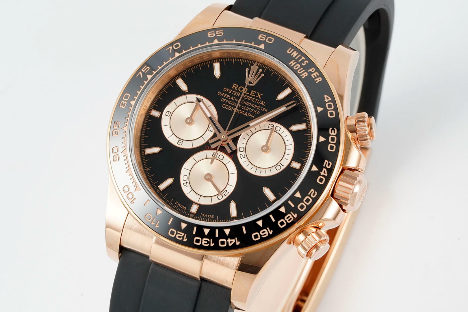Rolex Cosmograph Daytona 40mm Rubber Strap Weighted 18K Gold‑Plated Cal.4131 Chronograph Movement
