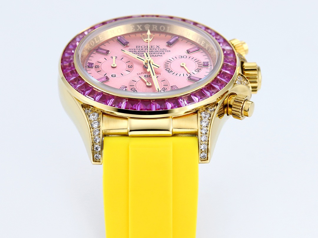 Rolex Cosmograph Daytona Super Clone Watch | Sakura Pink Dial, Pink Ruby Bezel, 43mm