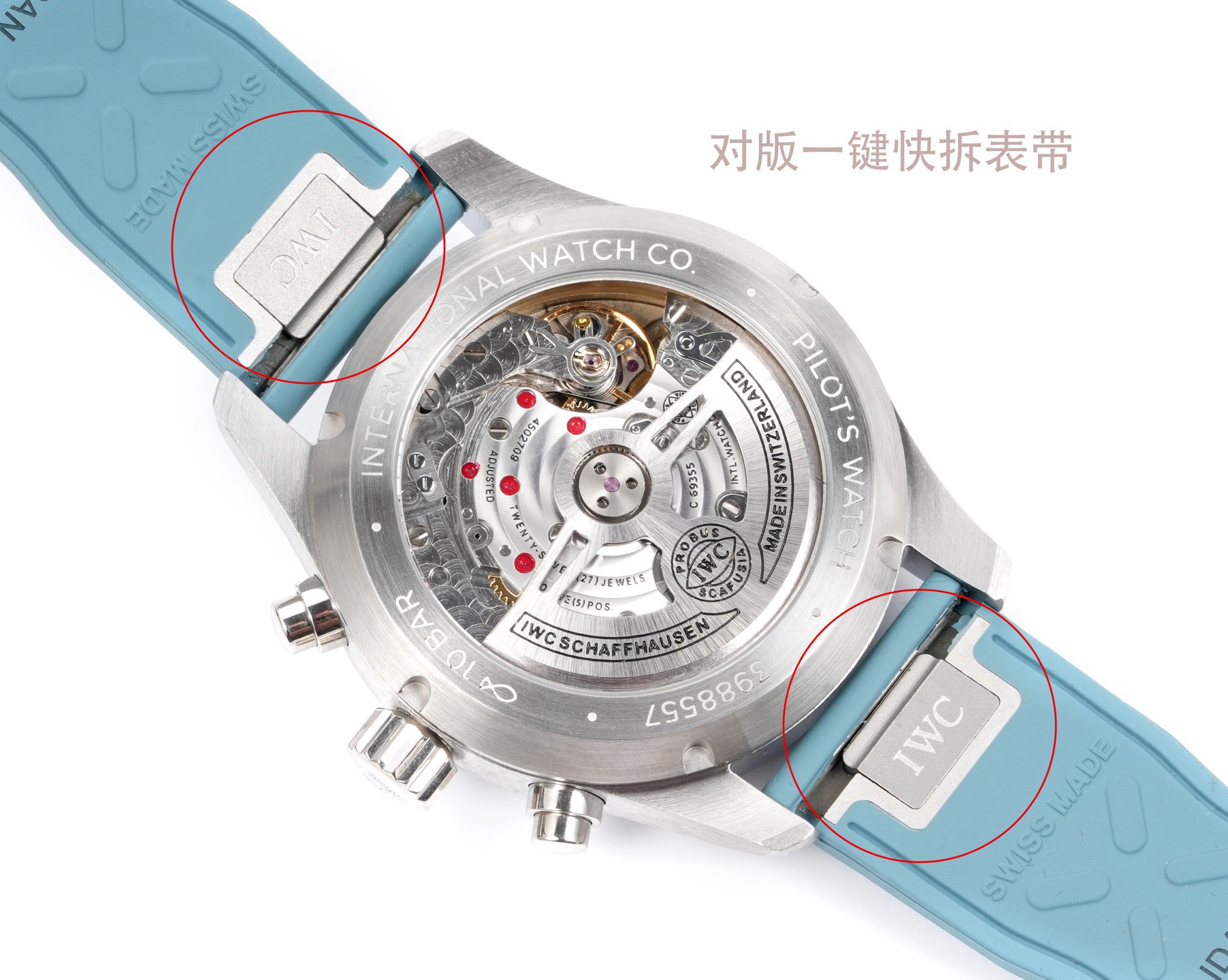 IWC Pilots Series IW388110 Men Watch AP5 Upgrade Fluororubber Strap 46H Power Reserve