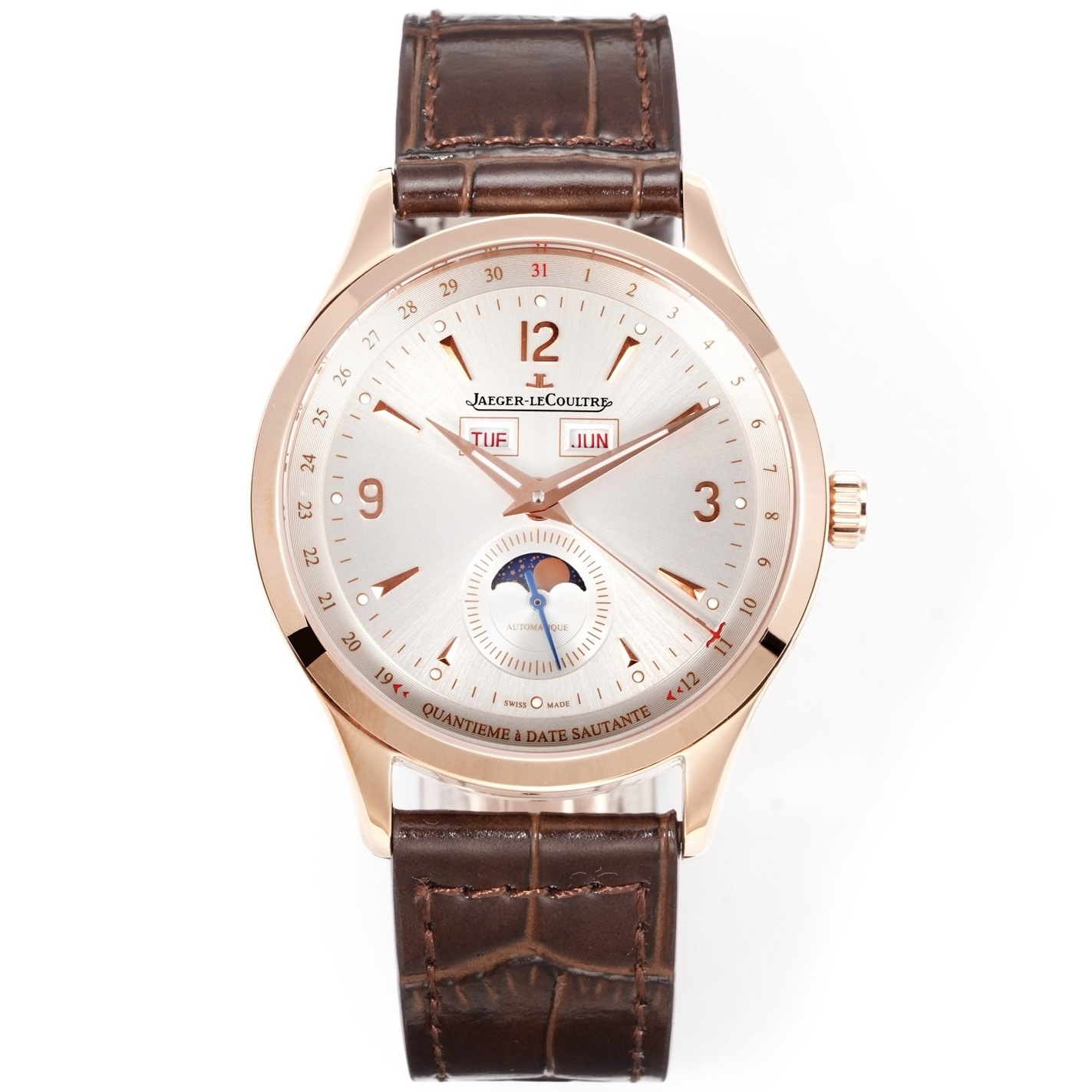 Jaeger-LeCoultre Master Calendar Moon Phase Automatic Watch 40mm Genuine Leather Strap