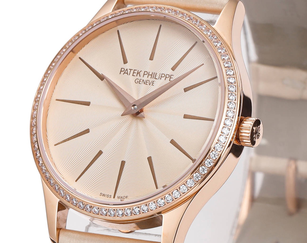 Patek Philippe Calatrava Ladies Watch 35mm | Slim Cal.240 Automatic Guilloché Dial Watch
