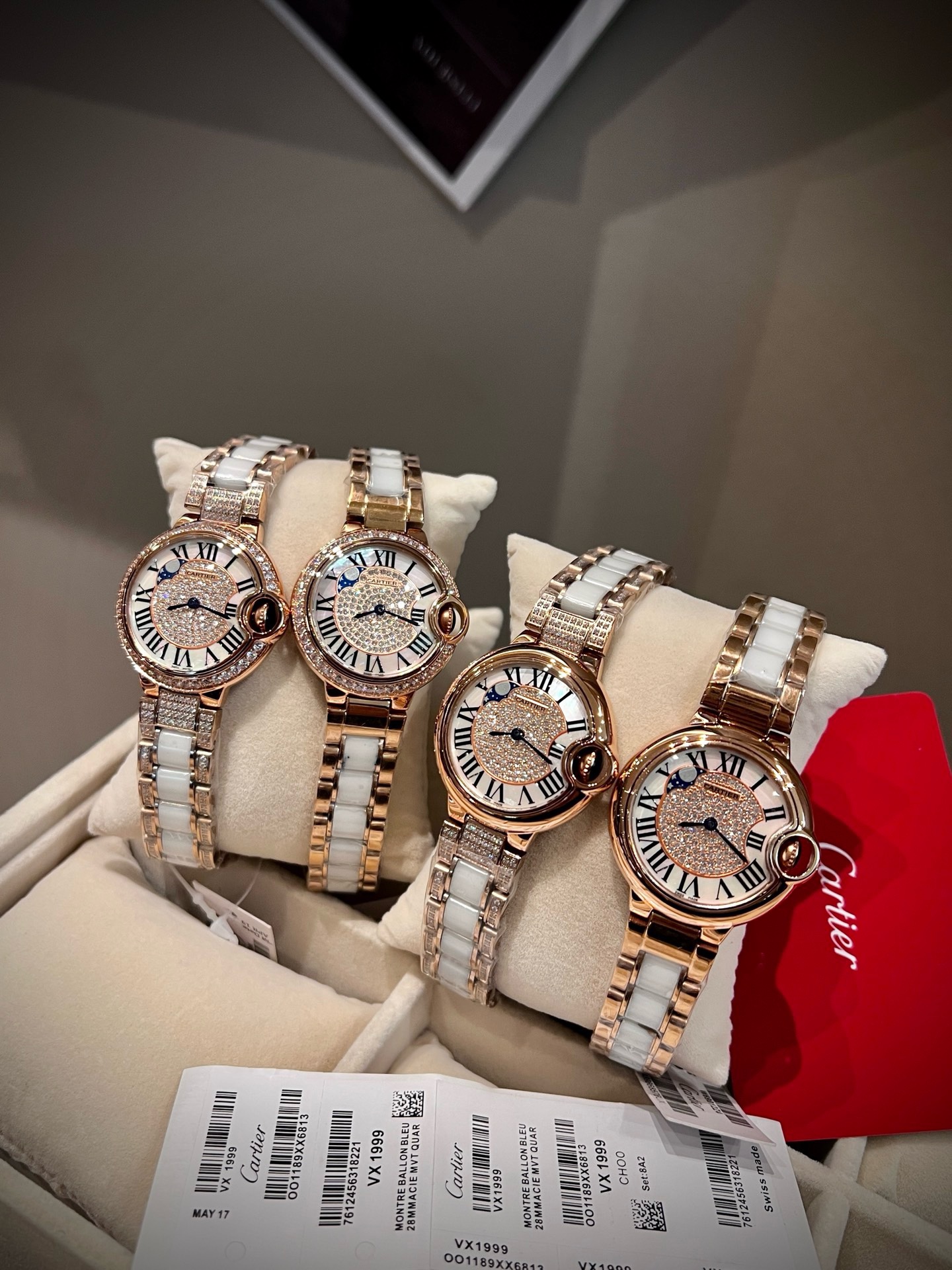 Cartier Ballon Bleu 33mm Women Watch, Fisheye Crystal Quartz Bracelet Watch