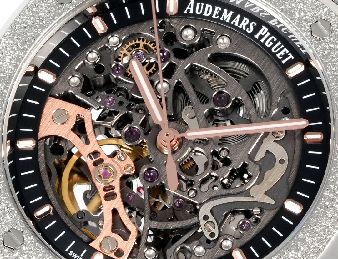 Audemars Piguet Royal Oak Skeleton Frosted Gold Rainbow Bezel AP2 Version