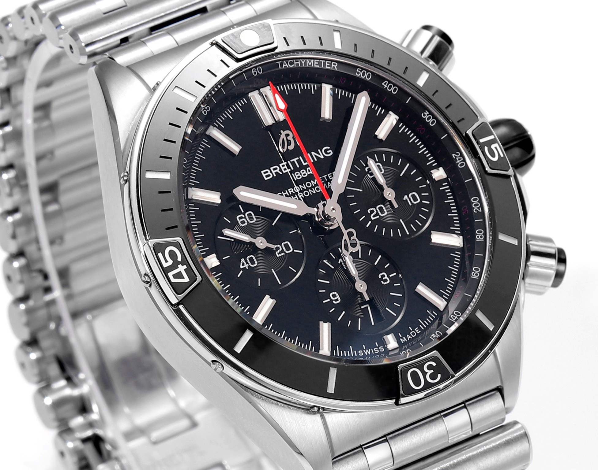 BREITLING Chronomat 44mm Automatic Chronograph Watch, BLS Factory Ceramic Bezel Timepiece