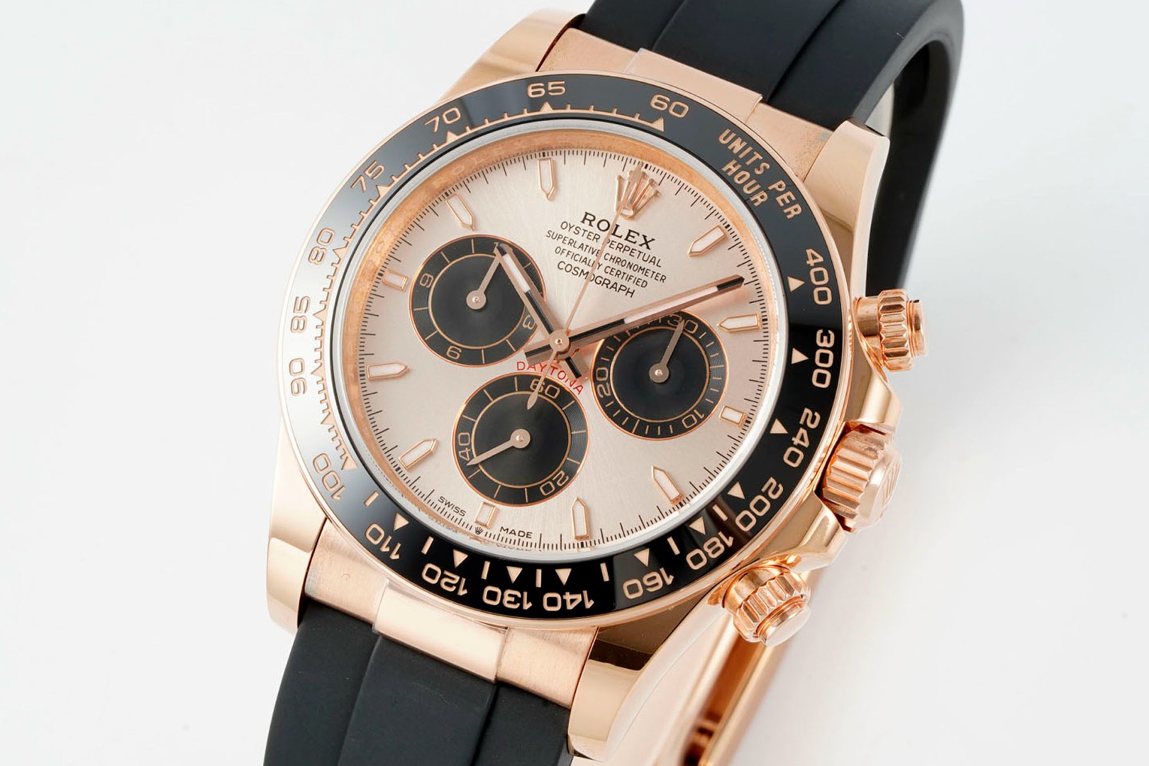 Rolex Cosmograph Daytona 40mm Rubber Strap Weighted 18K Gold‑Plated Cal.4131 Chronograph Movement
