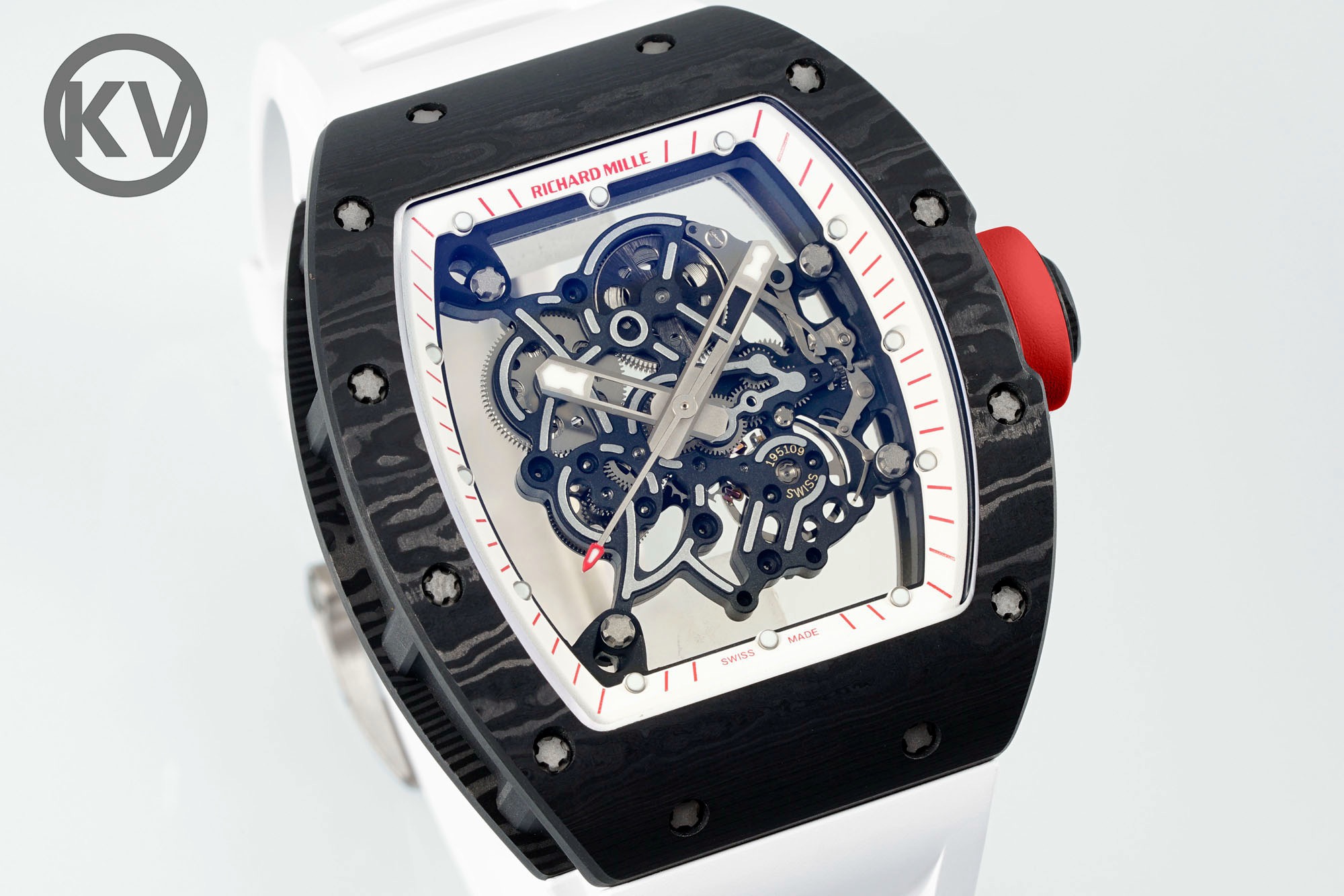 Richard Mille RM055 Tonneau Hollow Automatic Watch Light 74.3g FKM Rubber Strap