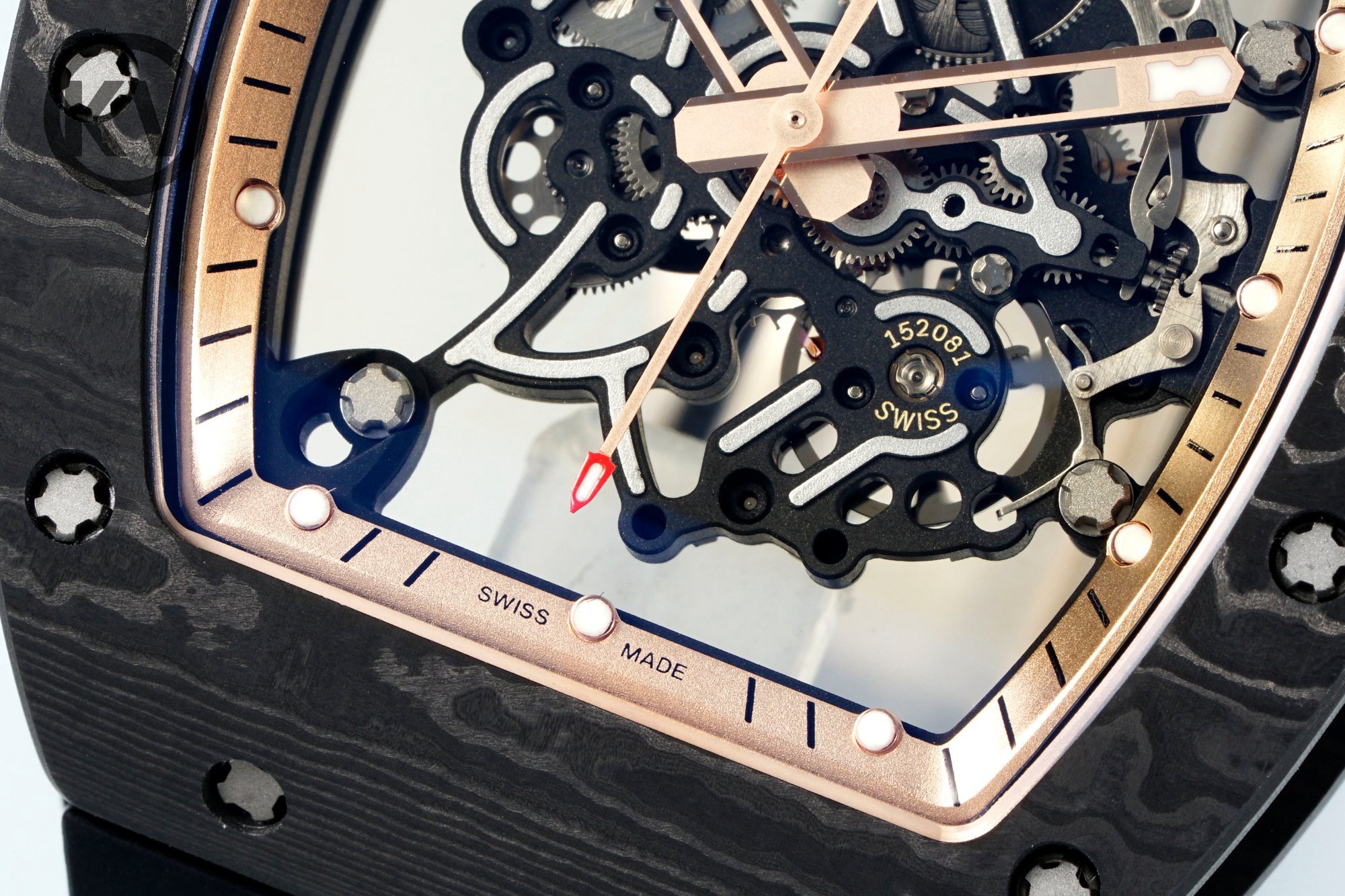 Richard Mille RM055 Tonneau Hollow Automatic Watch Light 74.3g FKM Rubber Strap