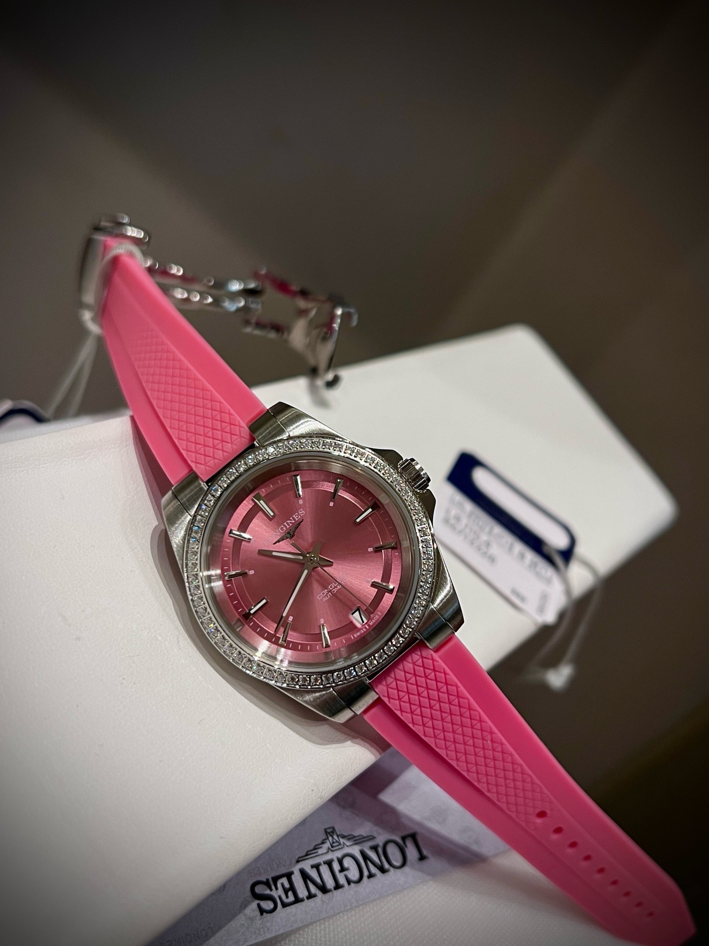 Longines Conquest 34mm Ladies Wristwatch Rubber Band With Luminous Dial