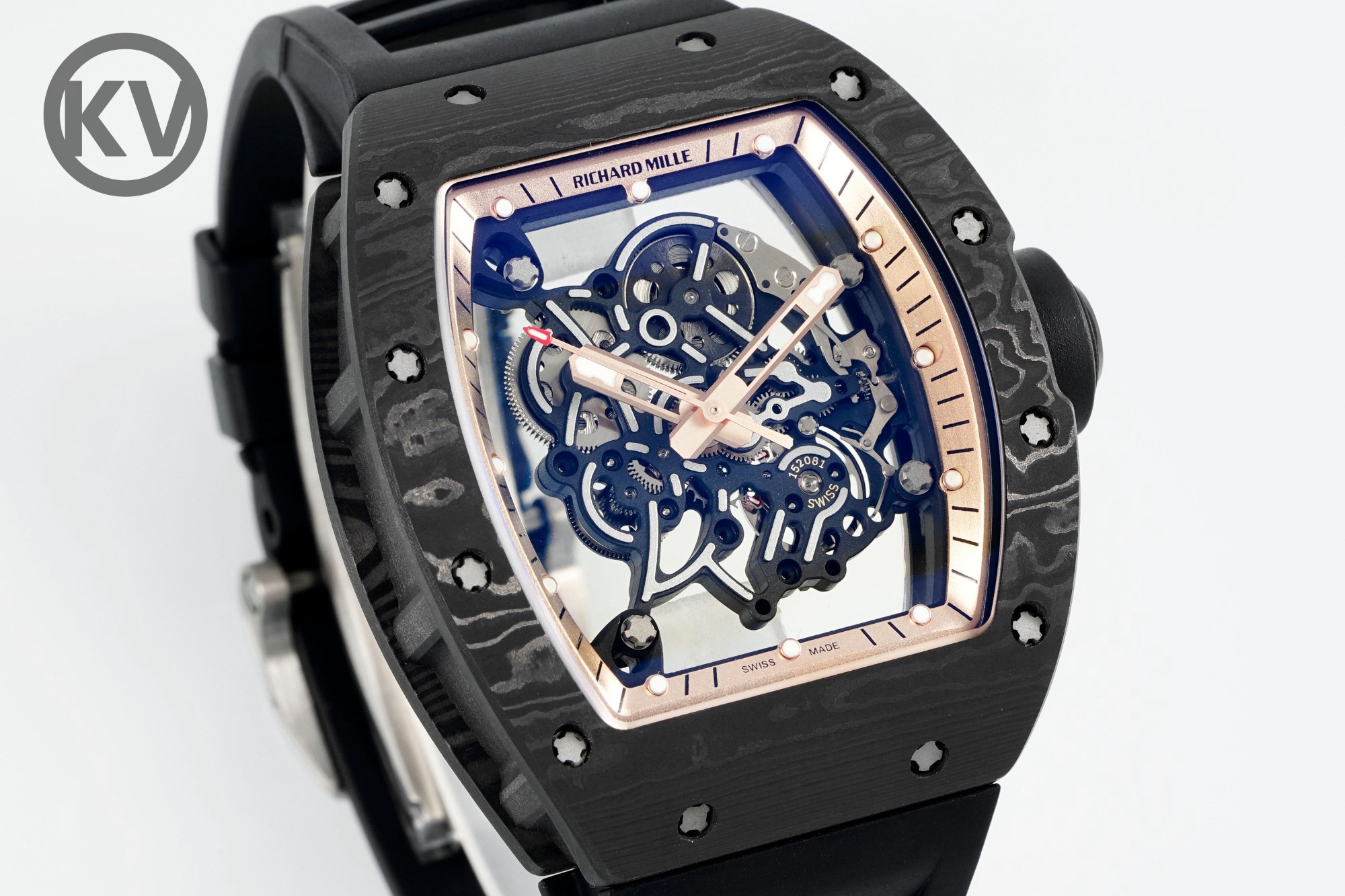 Richard Mille RM055 Tonneau Hollow Automatic Watch Light 74.3g FKM Rubber Strap
