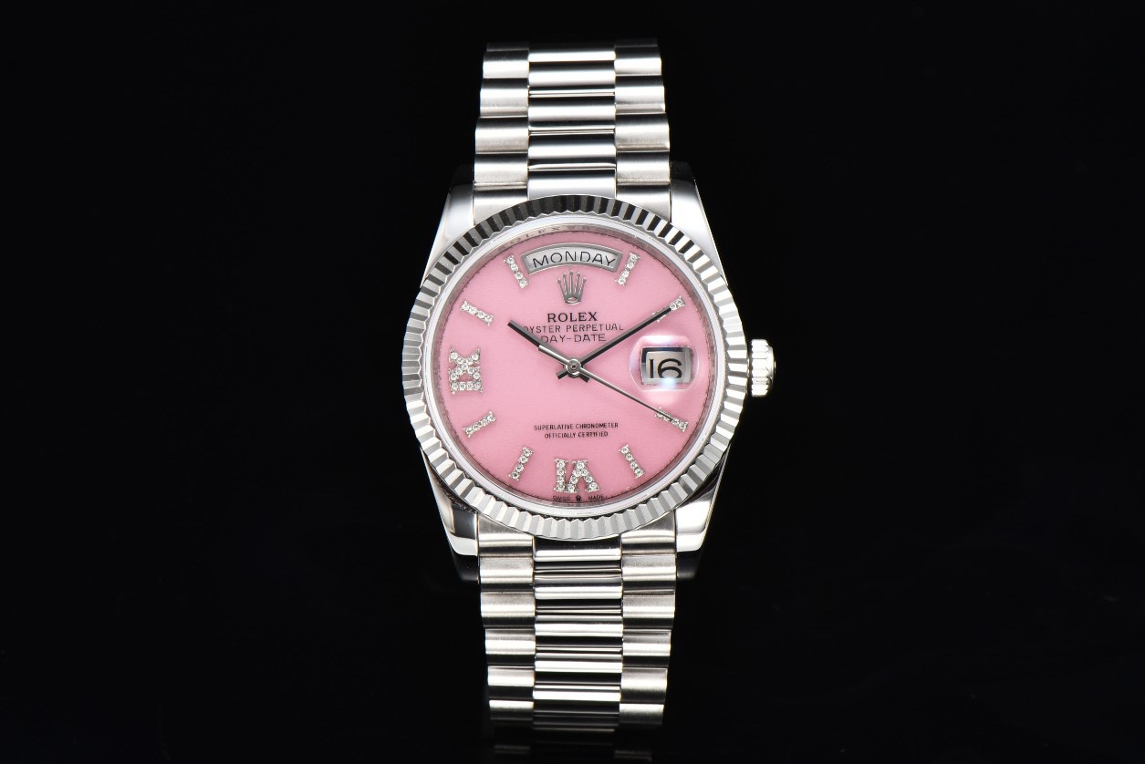Rolex Day-Date 36 Hidden 6 Diamond Roman Markers | CS Factory Natural Gemstone Dial 904L Steel Watch
