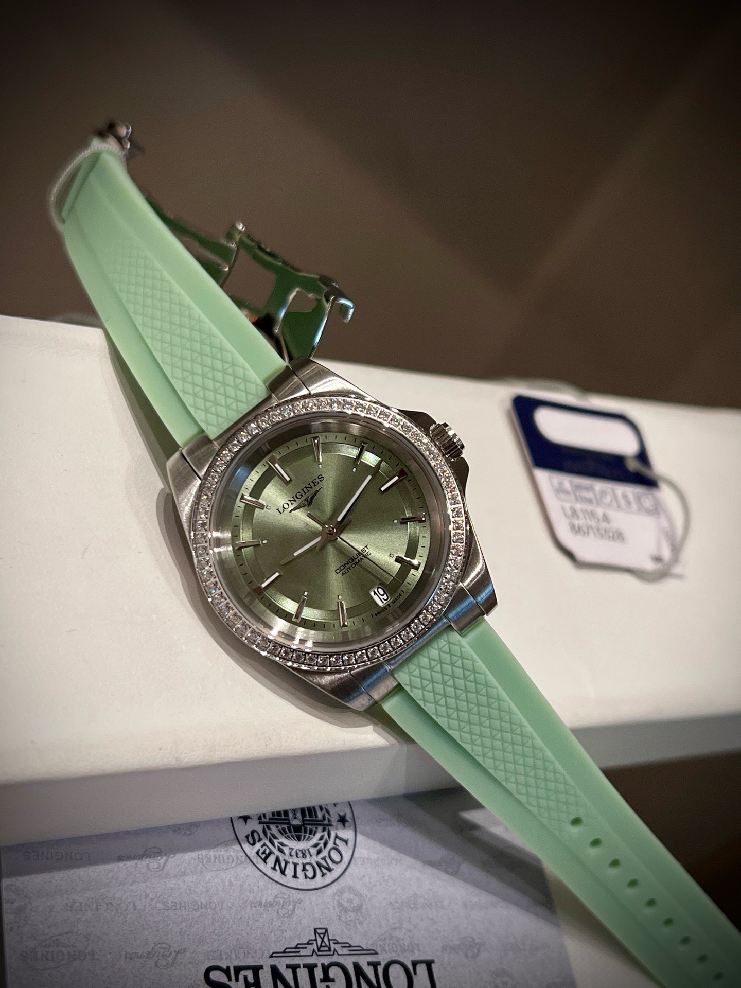 Longines Conquest 34mm Ladies Wristwatch Rubber Band With Luminous Dial