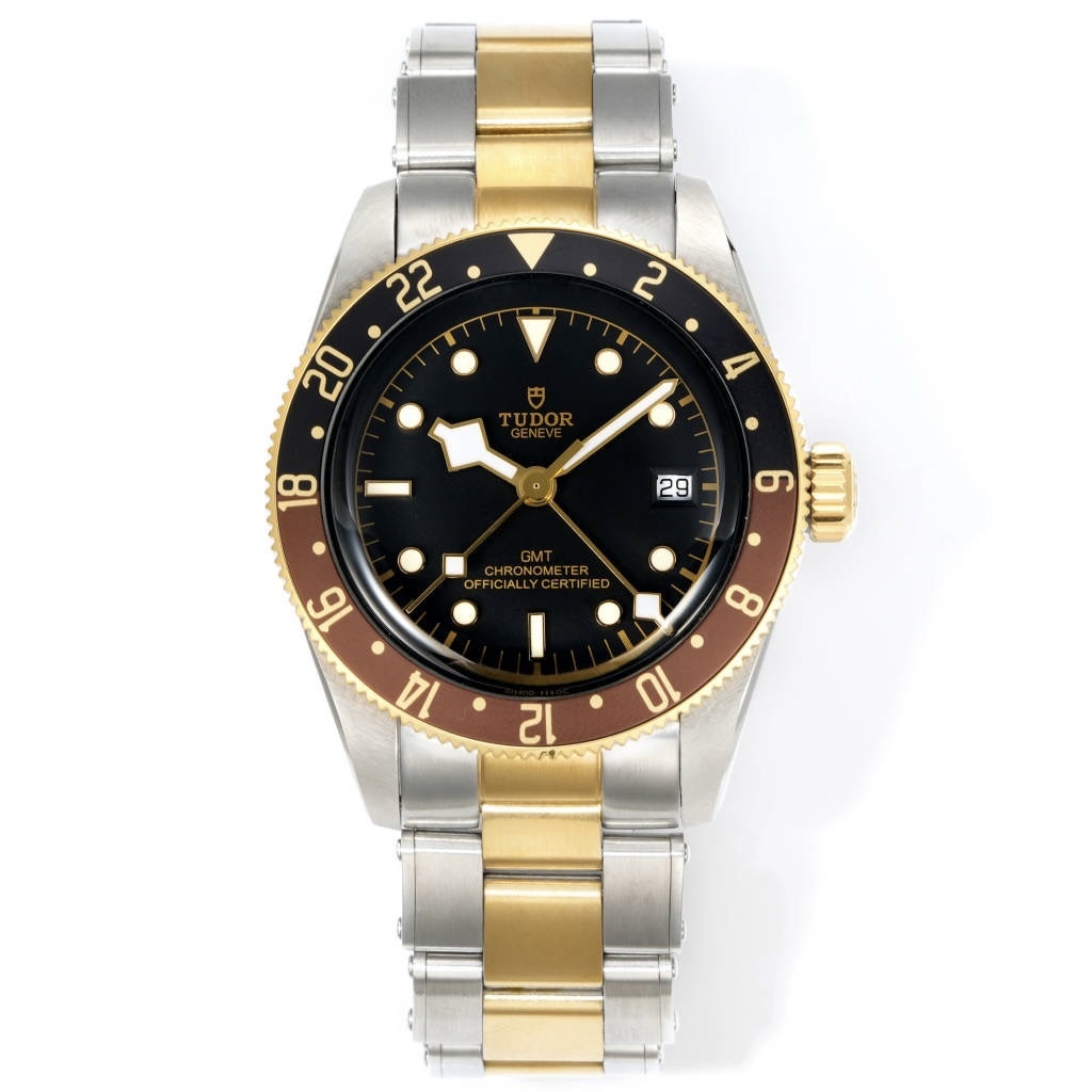 Tudor Black Bay GMT Automatic Diver Watch 41mm, Domed Sapphire Crystal, Rivet Stainless Steel Bracelet, Multiple Ceramic Bezel Color Options