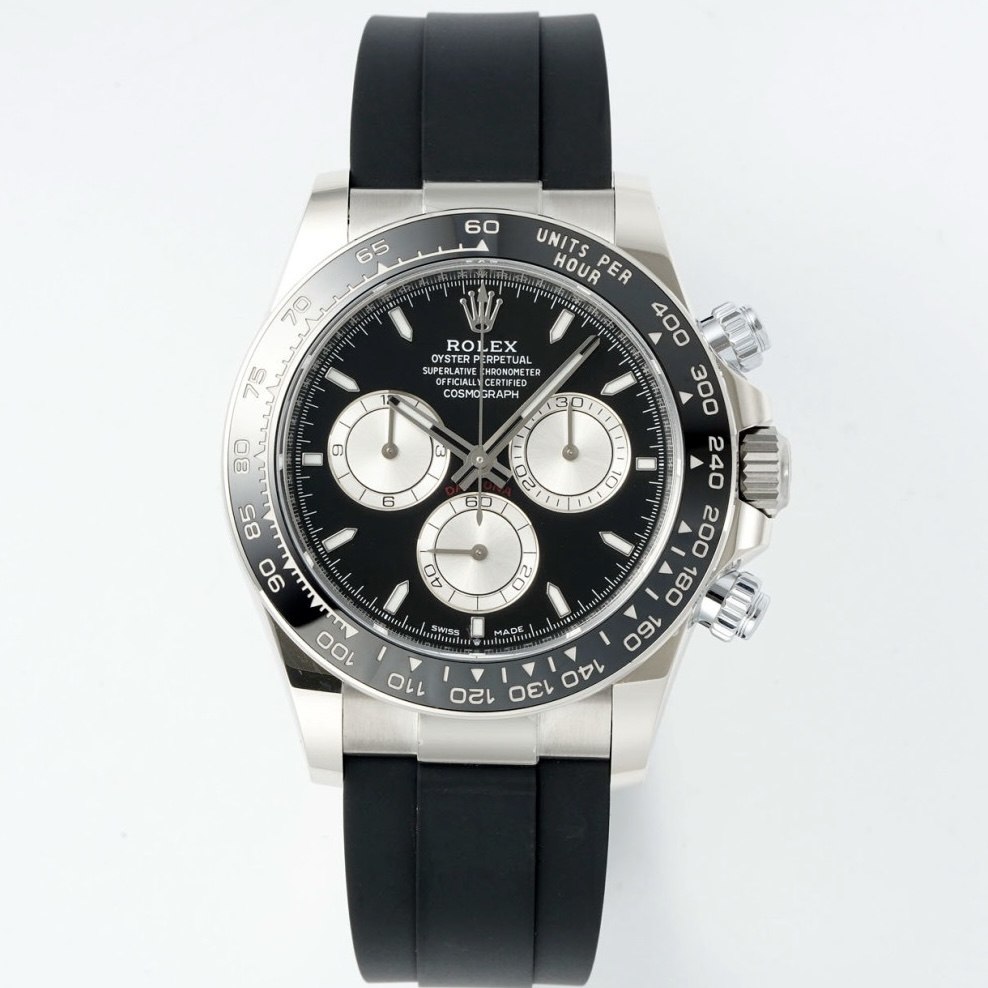 Rolex Cosmograph Daytona 40mm Rubber Strap Weighted 18K Gold‑Plated Cal.4131 Chronograph Movement