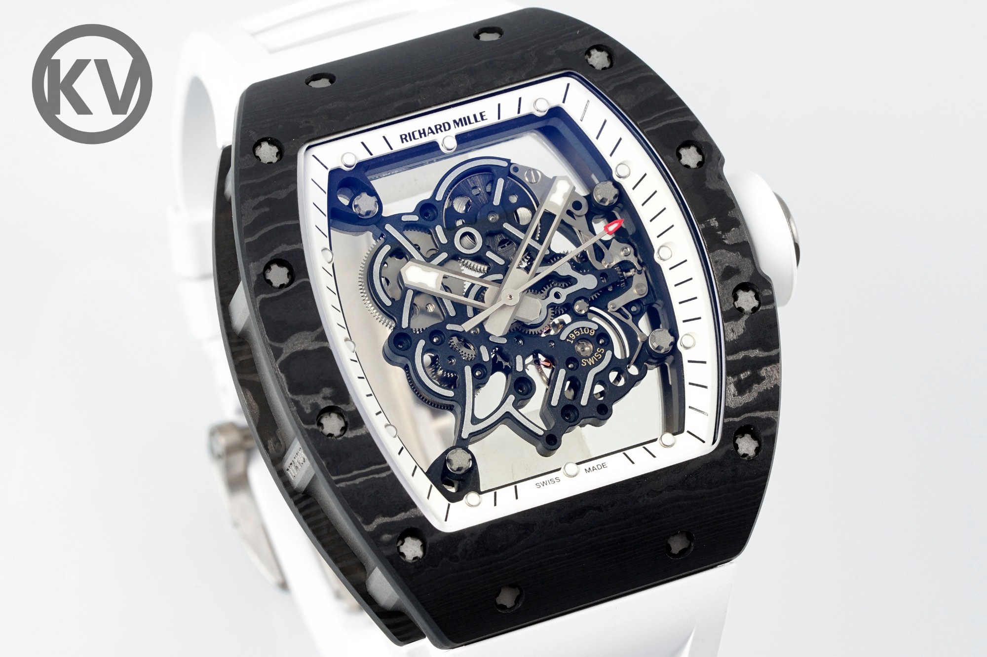 Richard Mille RM055 Tonneau Hollow Automatic Watch Light 74.3g FKM Rubber Strap