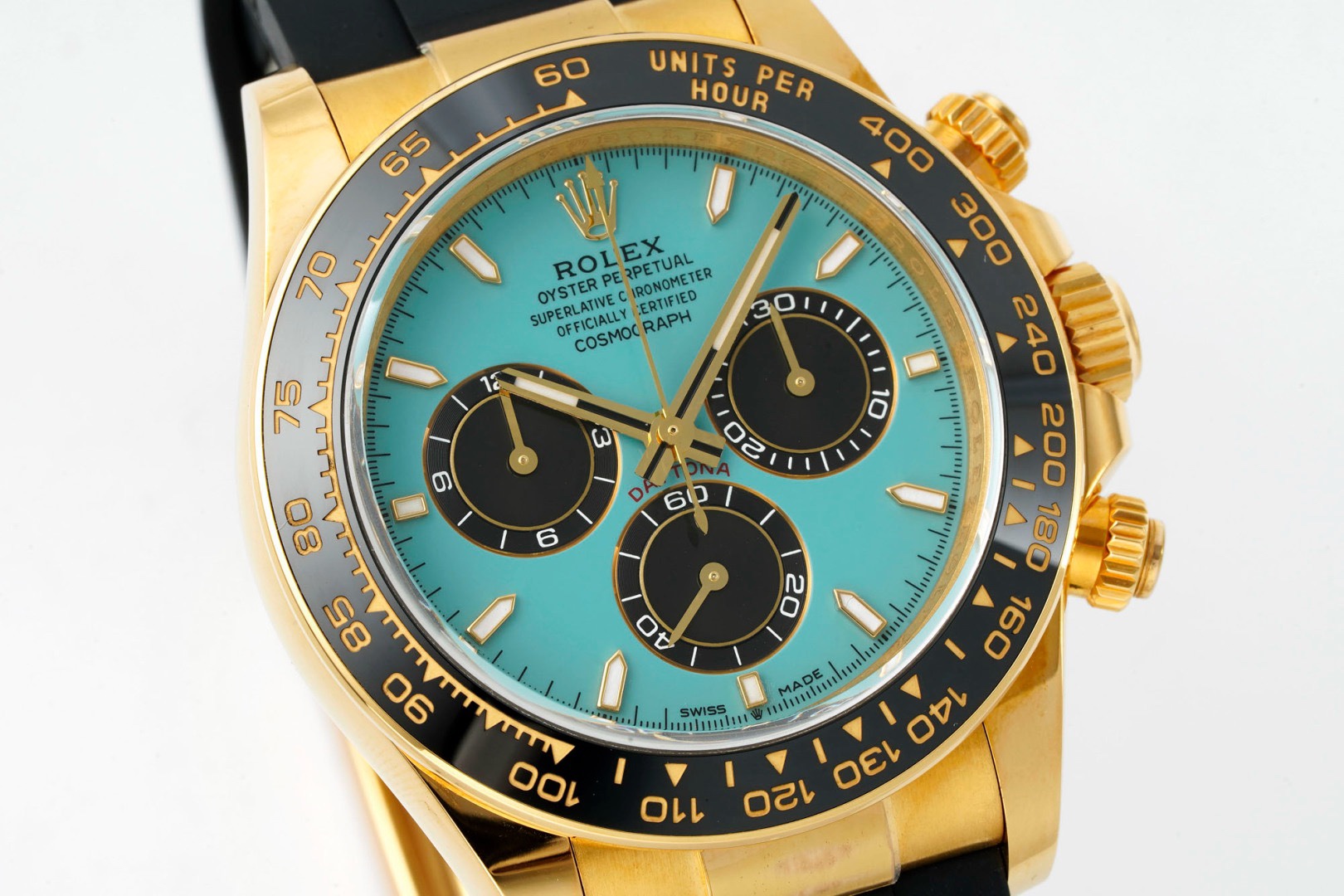 Rolex Cosmograph Daytona 40mm Rubber Strap Weighted 18K Gold‑Plated Cal.4131 Chronograph Movement