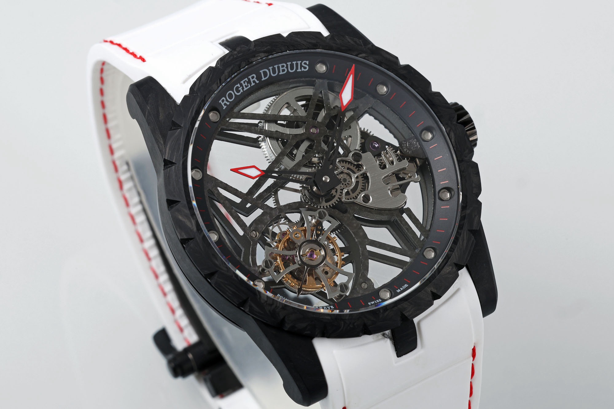 Roger Dubuis Excalibur V4 Skeleton Tourbillon Carbon Fiber Watch NEW Factory Super Clone