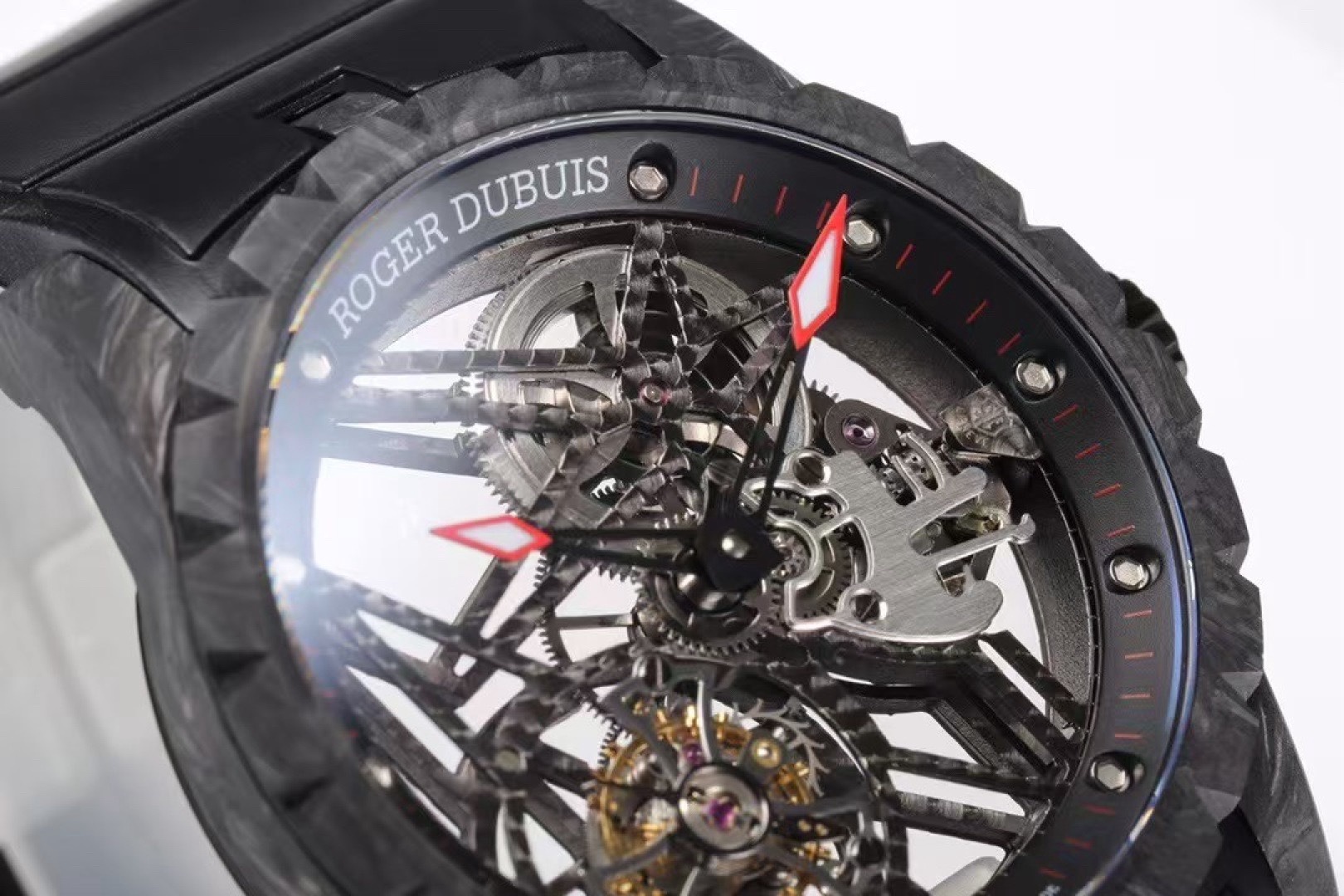 Roger Dubuis Excalibur V4 Skeleton Tourbillon Carbon Fiber Watch NEW Factory Super Clone