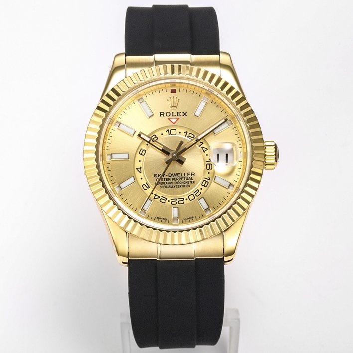 Rolex Sky‑Dweller Watch 42mm 904L Steel 9002 Automatic Movement Ring Command Bezel