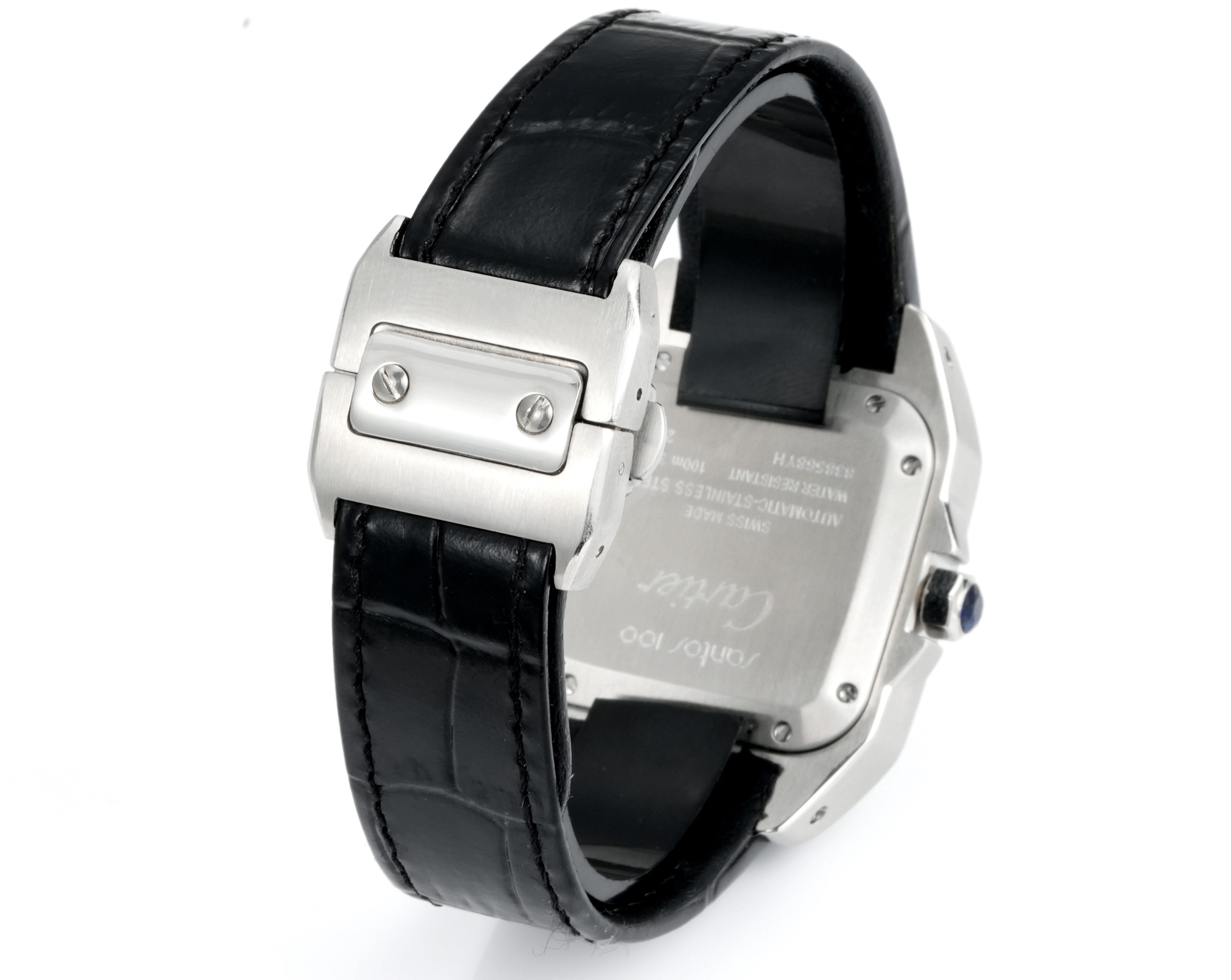 Cartier Santos 100th Anniversary Ladies Watch, Full Paved Diamond Bezel, 35.6mm