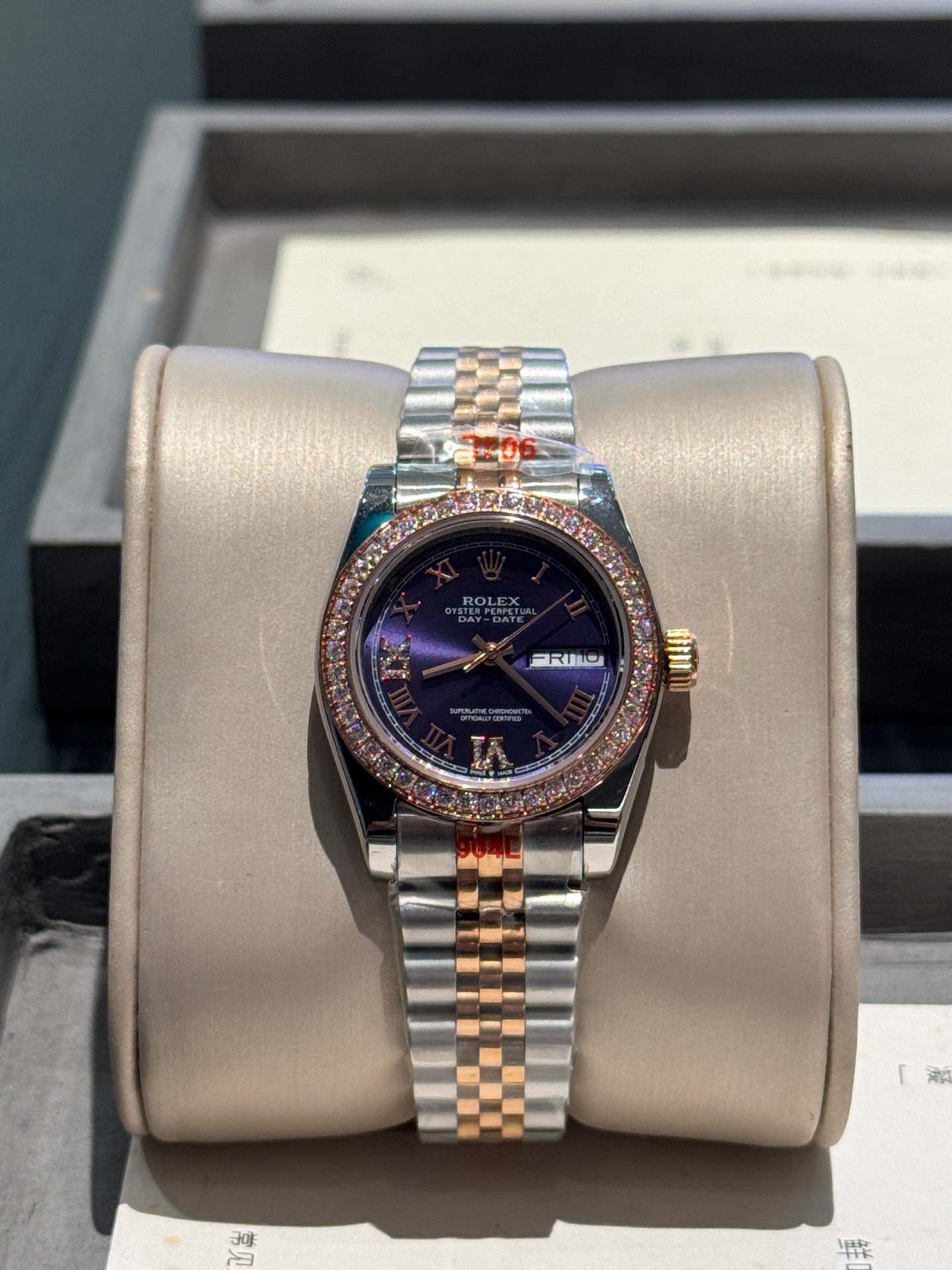 Rolex Datejust 31mm Ladies Watch Diamond Bezel Purple Roman Dial Stainless Steel Jubilee Bracelet Women Wristwatch