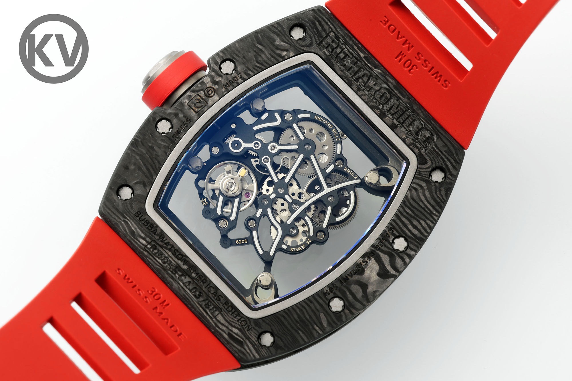 Richard Mille RM055 Tonneau Hollow Automatic Watch Light 74.3g FKM Rubber Strap