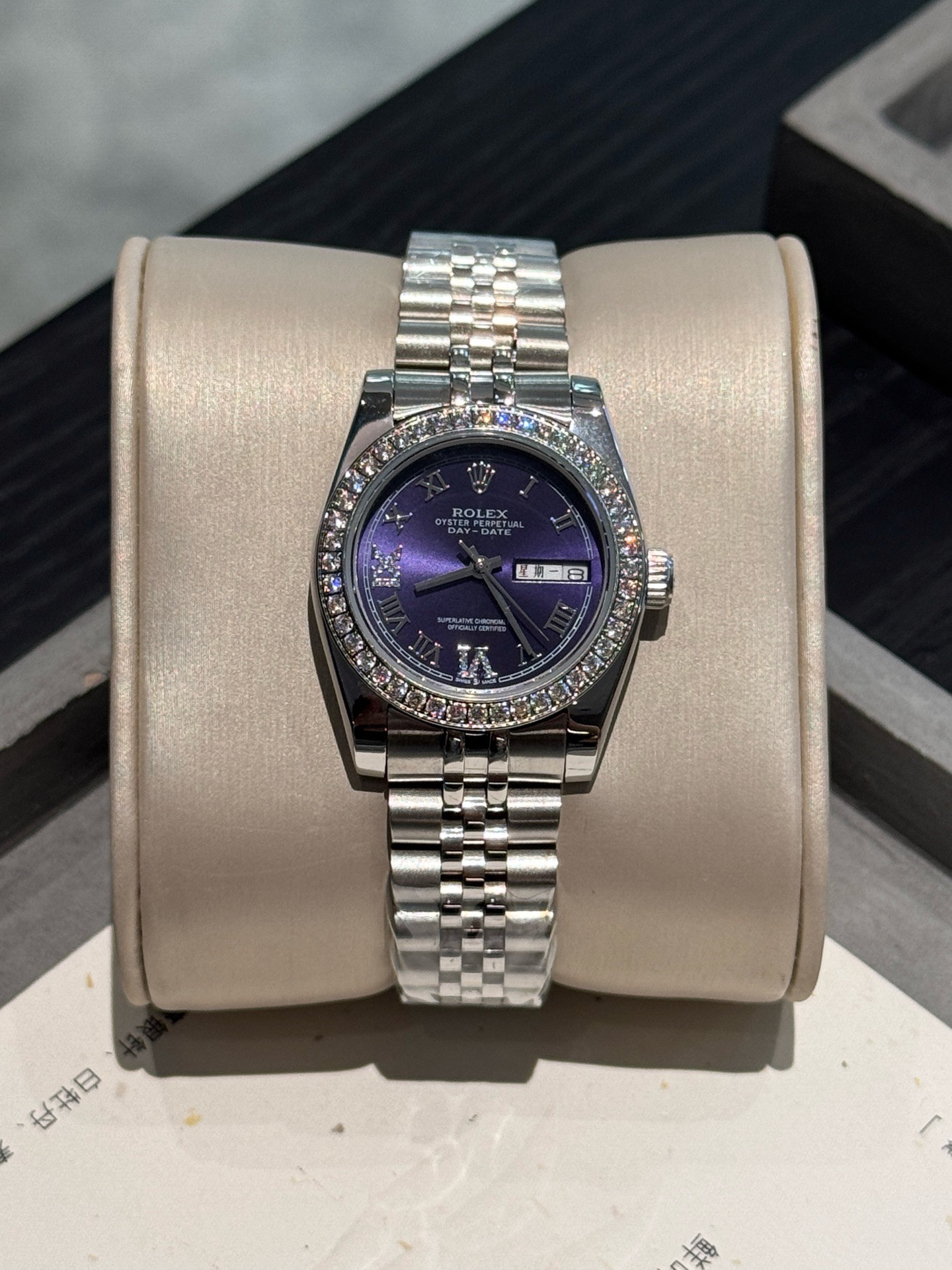 Rolex Datejust 31mm Ladies Watch Diamond Bezel Purple Roman Dial Stainless Steel Jubilee Bracelet Women Wristwatch