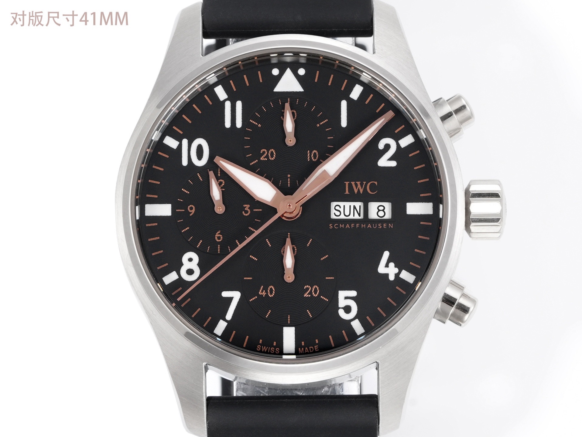 IWC Pilots Series IW388110 Men Watch AP5 Upgrade Fluororubber Strap 46H Power Reserve