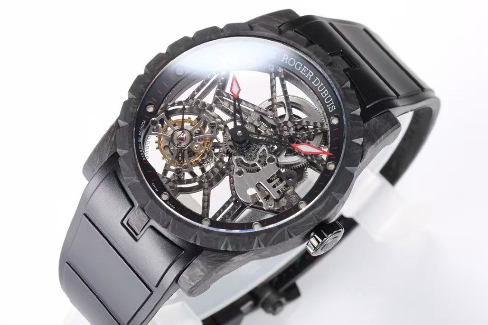 Roger Dubuis Excalibur V4 Skeleton Tourbillon Carbon Fiber Watch NEW Factory Super Clone