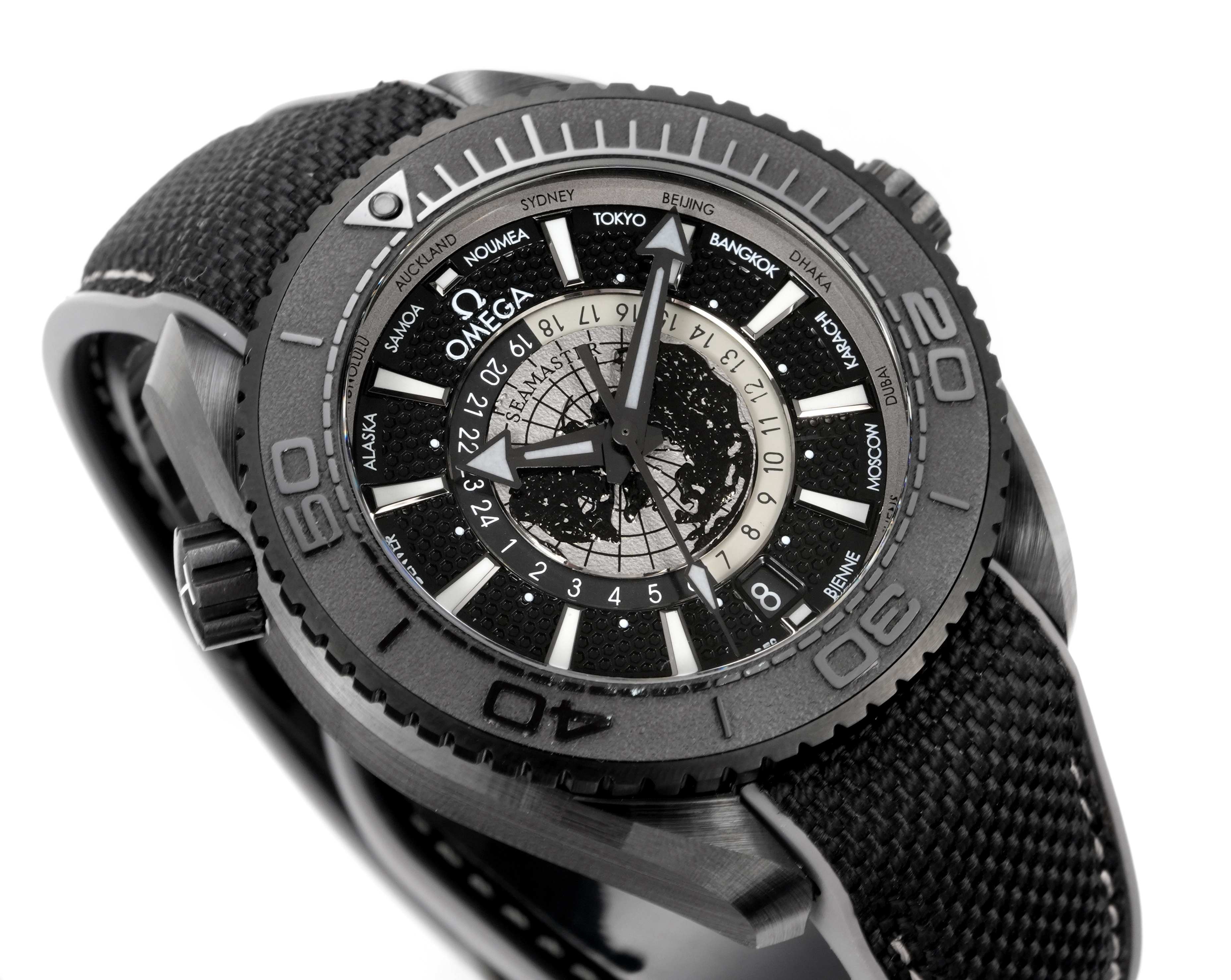 OMEGA Seamaster Planet Ocean 600M Worldtimer Full Black Ceramic Dive Watch