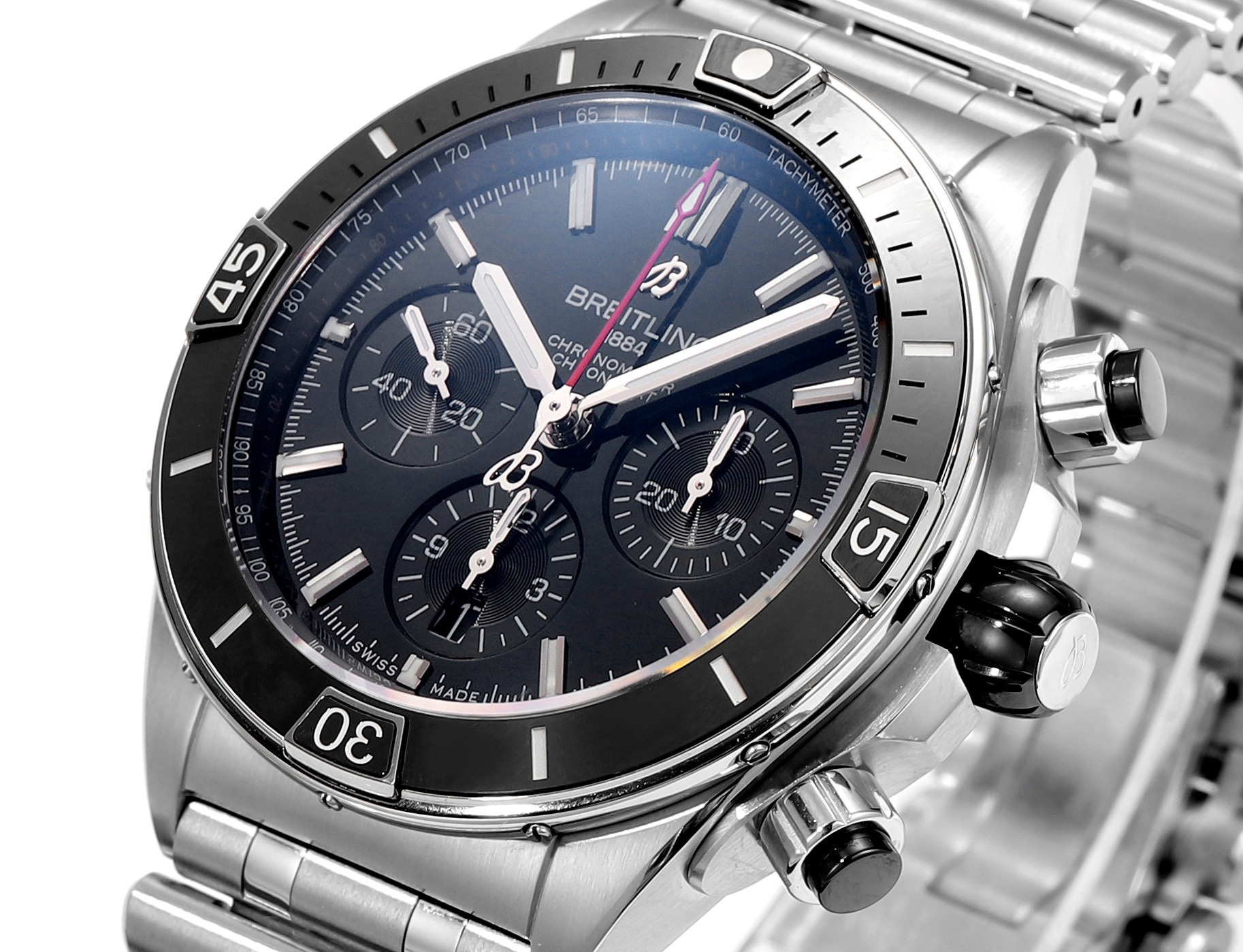 BREITLING Chronomat 44mm Automatic Chronograph Watch, BLS Factory Ceramic Bezel Timepiece